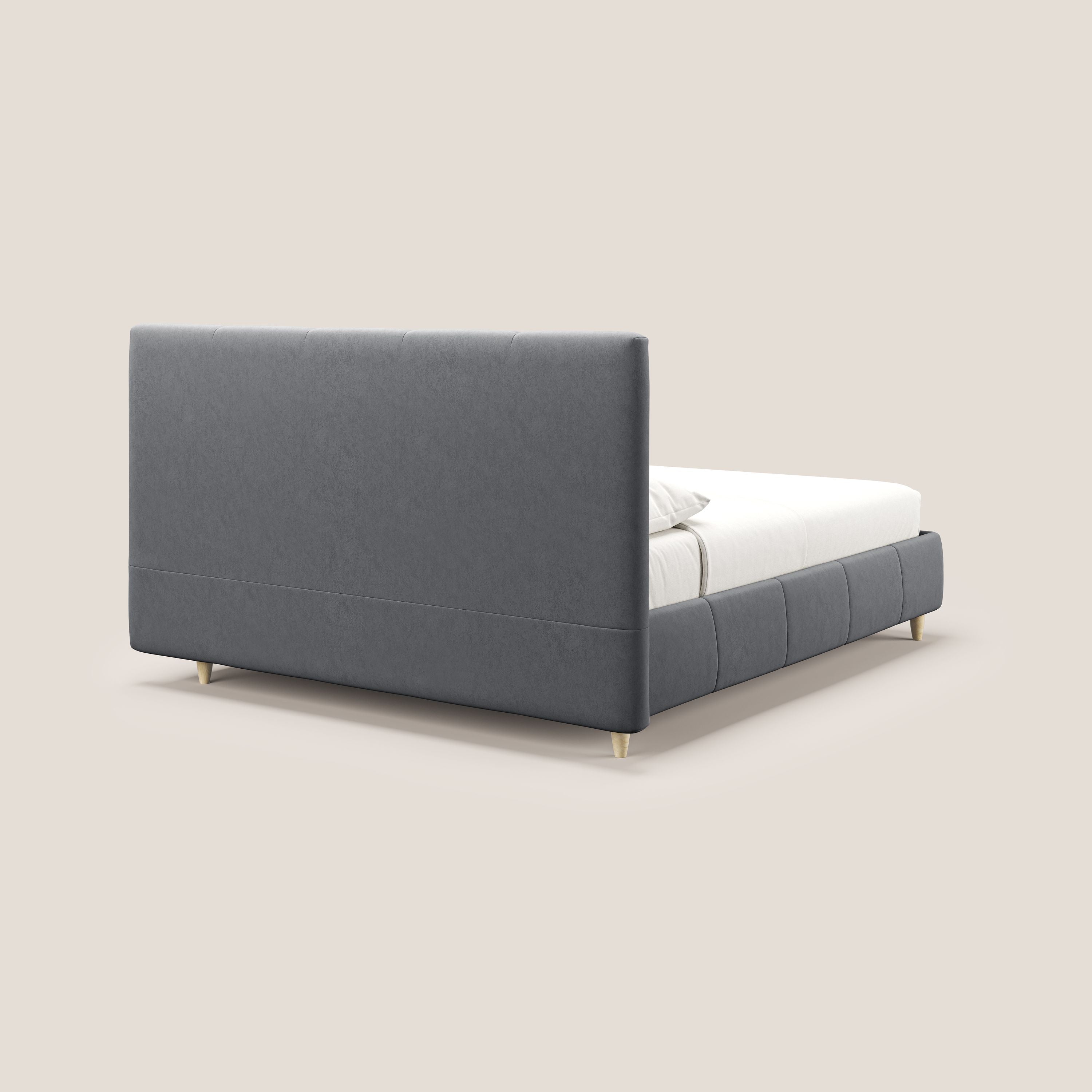 Laura letto imbottito contenitore e sfoderabile in microfibra velluto impermeabile T09 grigio - divani.store