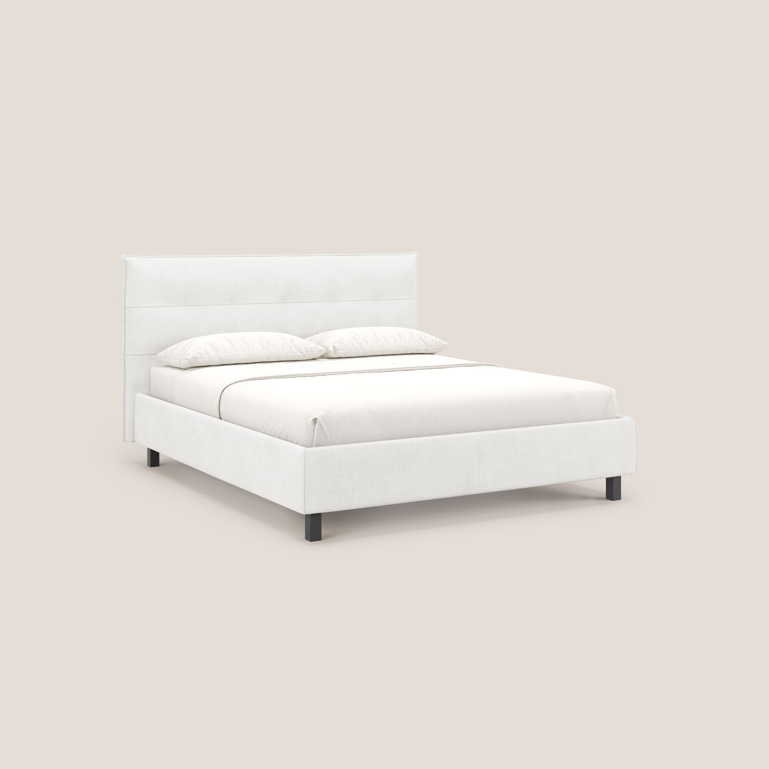 Liam letto contenitore con testata trapuntata in tessuto smacchiabile T17 bianco - divani.store