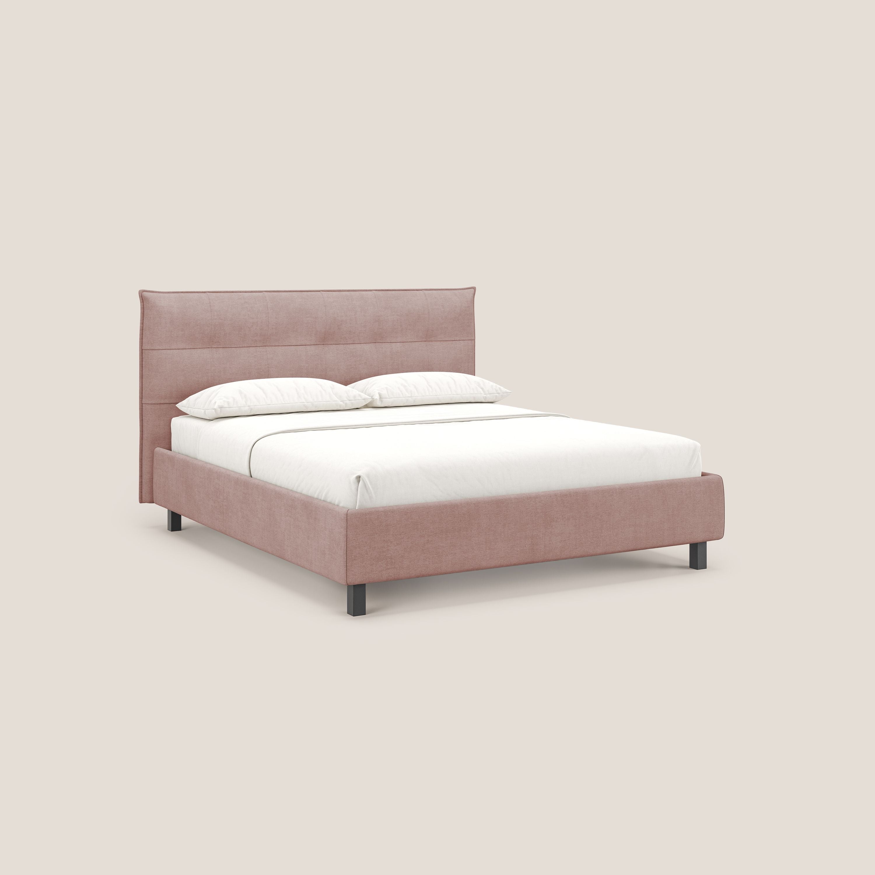 Liam letto contenitore con testata trapuntata in tessuto smacchiabile T17 rosa - divani.store