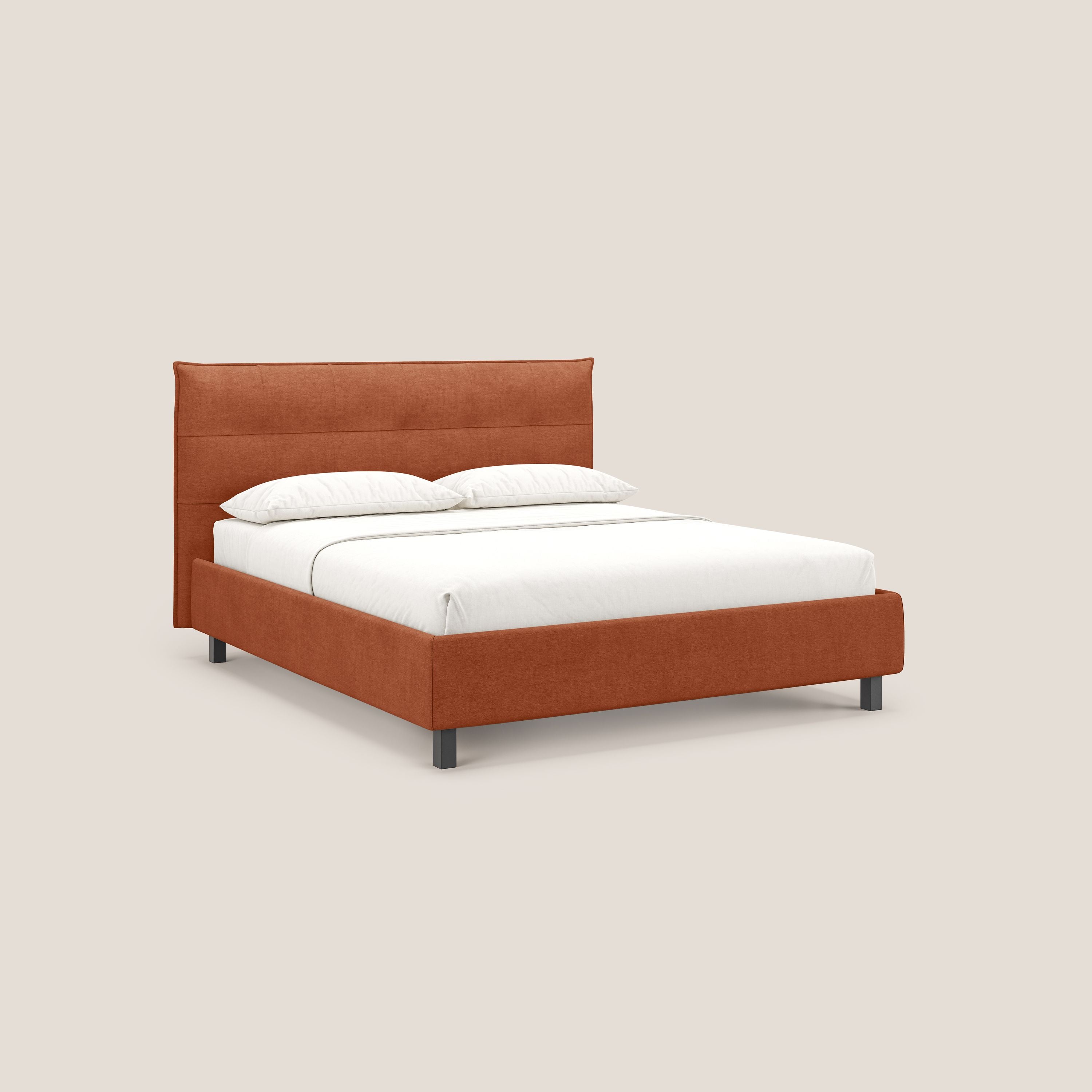 Liam letto contenitore con testata trapuntata in tessuto smacchiabile T17 arancio - divani.store