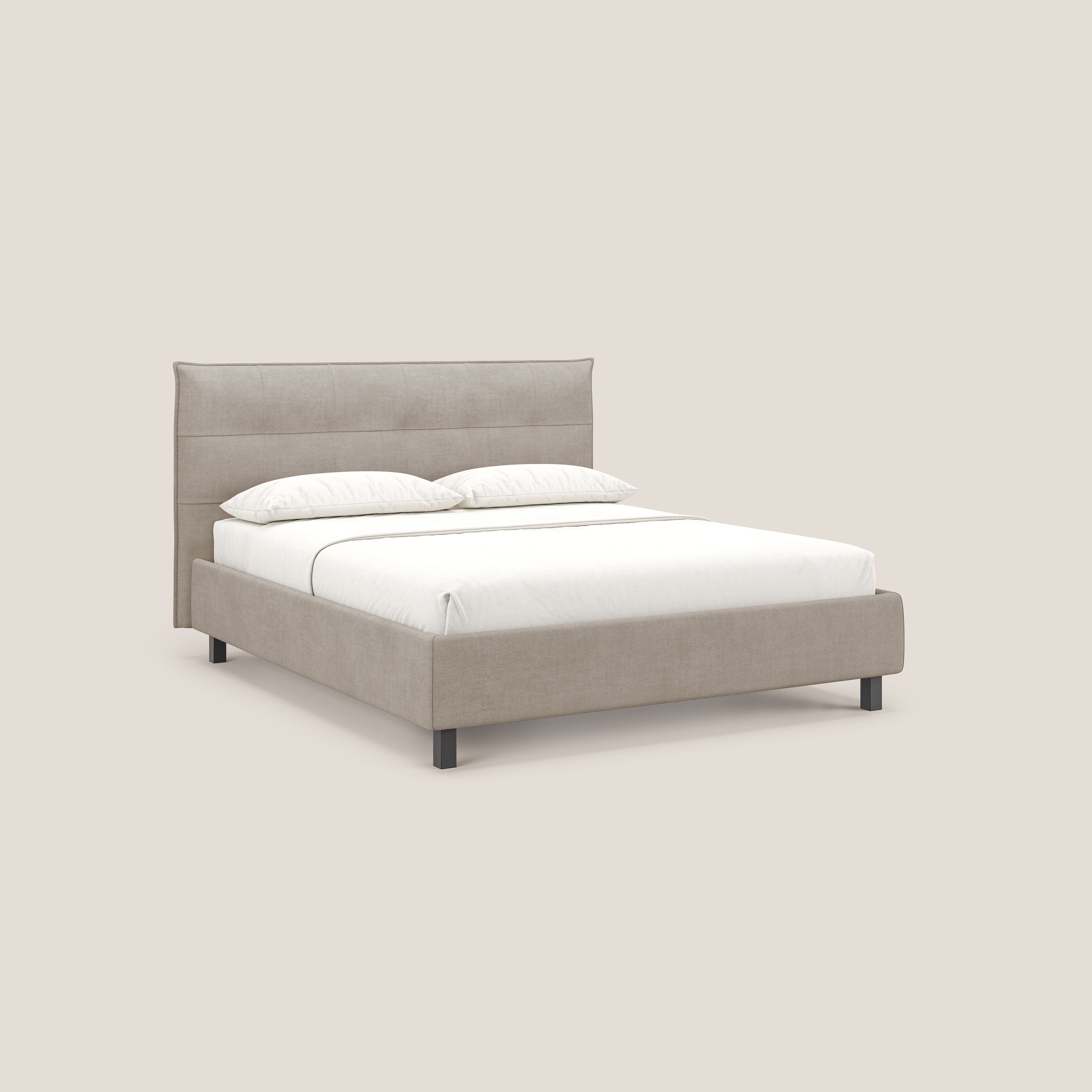 Liam letto contenitore con testata trapuntata in tessuto smacchiabile T17 beige - divani.store
