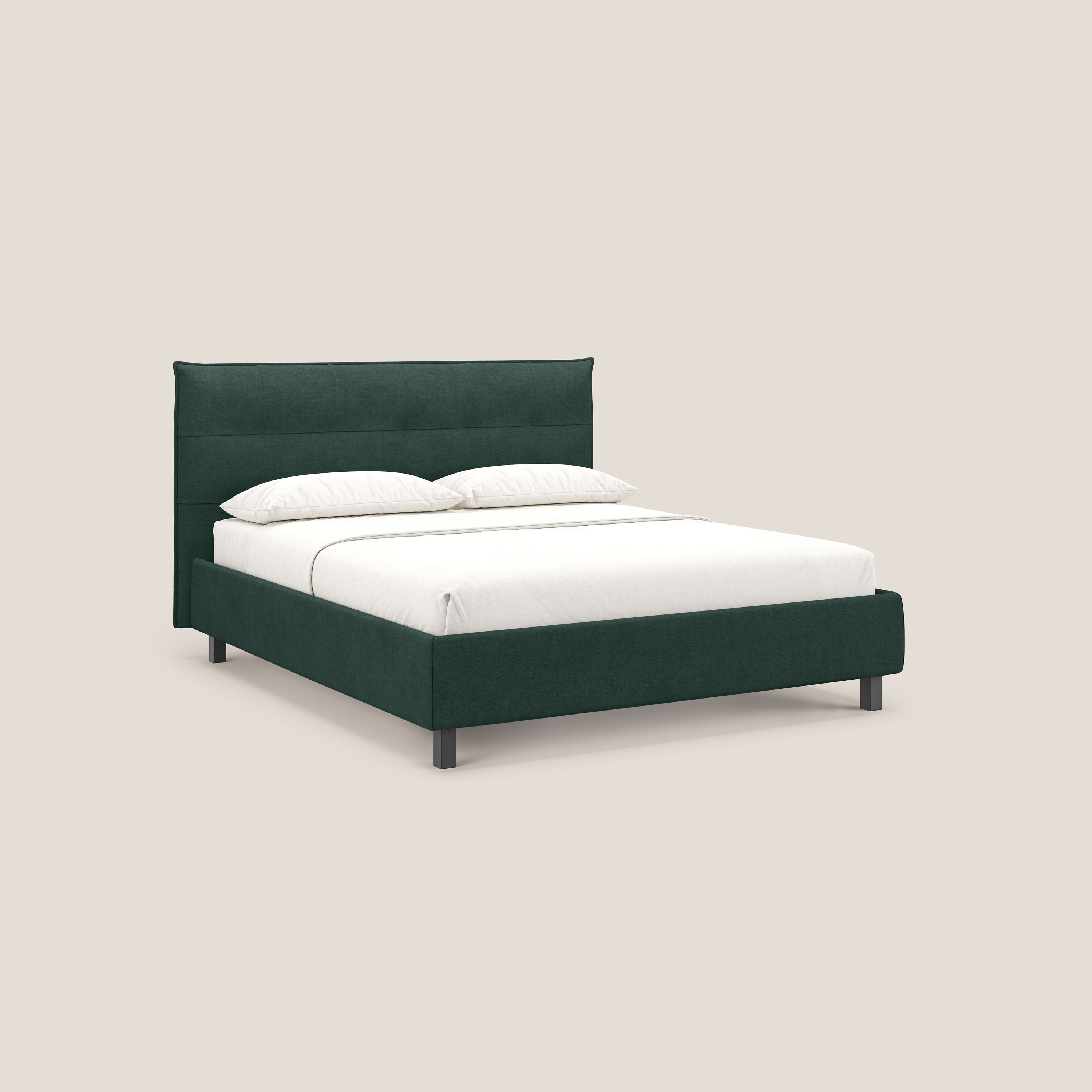 Liam letto contenitore con testata trapuntata in tessuto smacchiabile T17 verde - divani.store