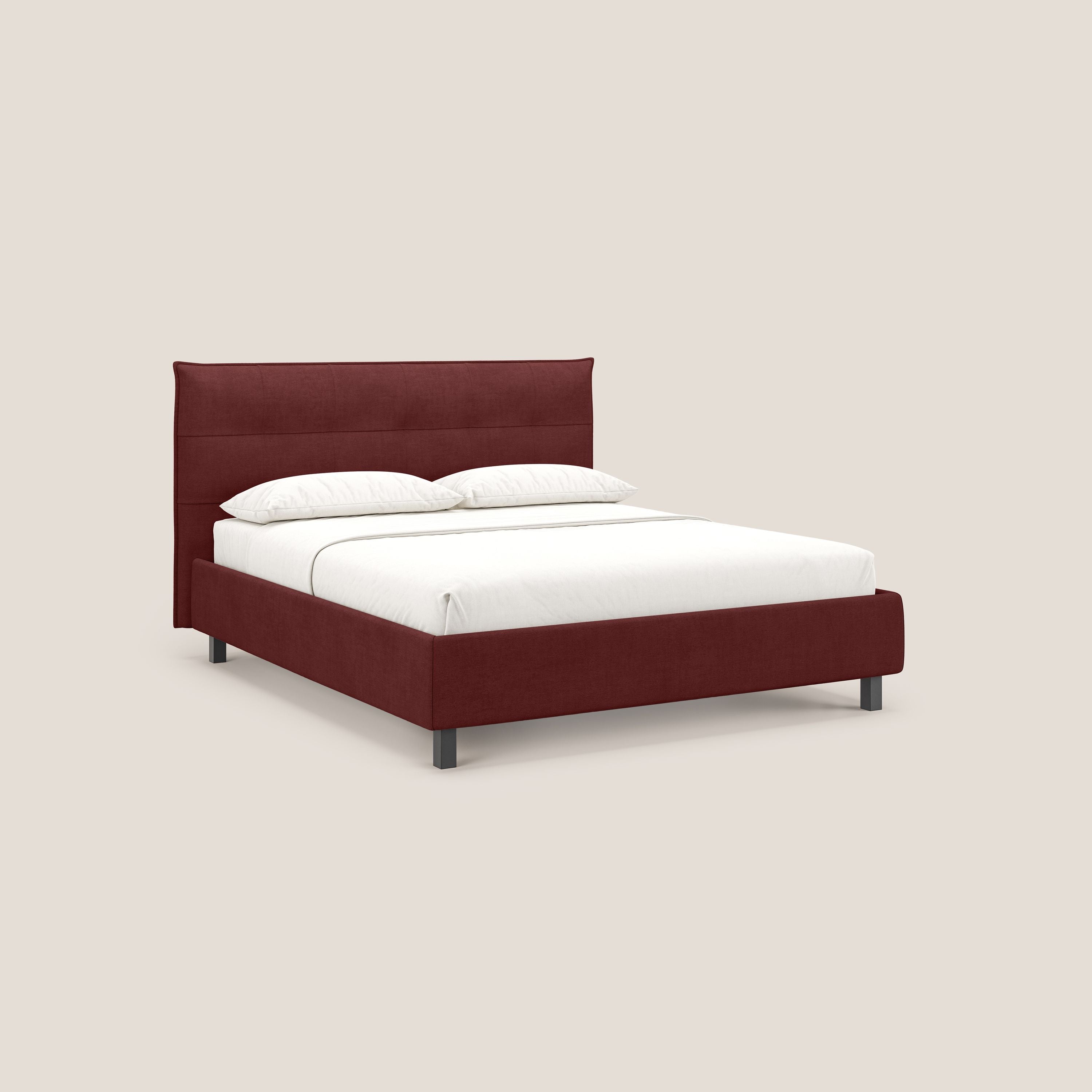 Liam letto contenitore con testata trapuntata in tessuto smacchiabile T17 rosso - divani.store