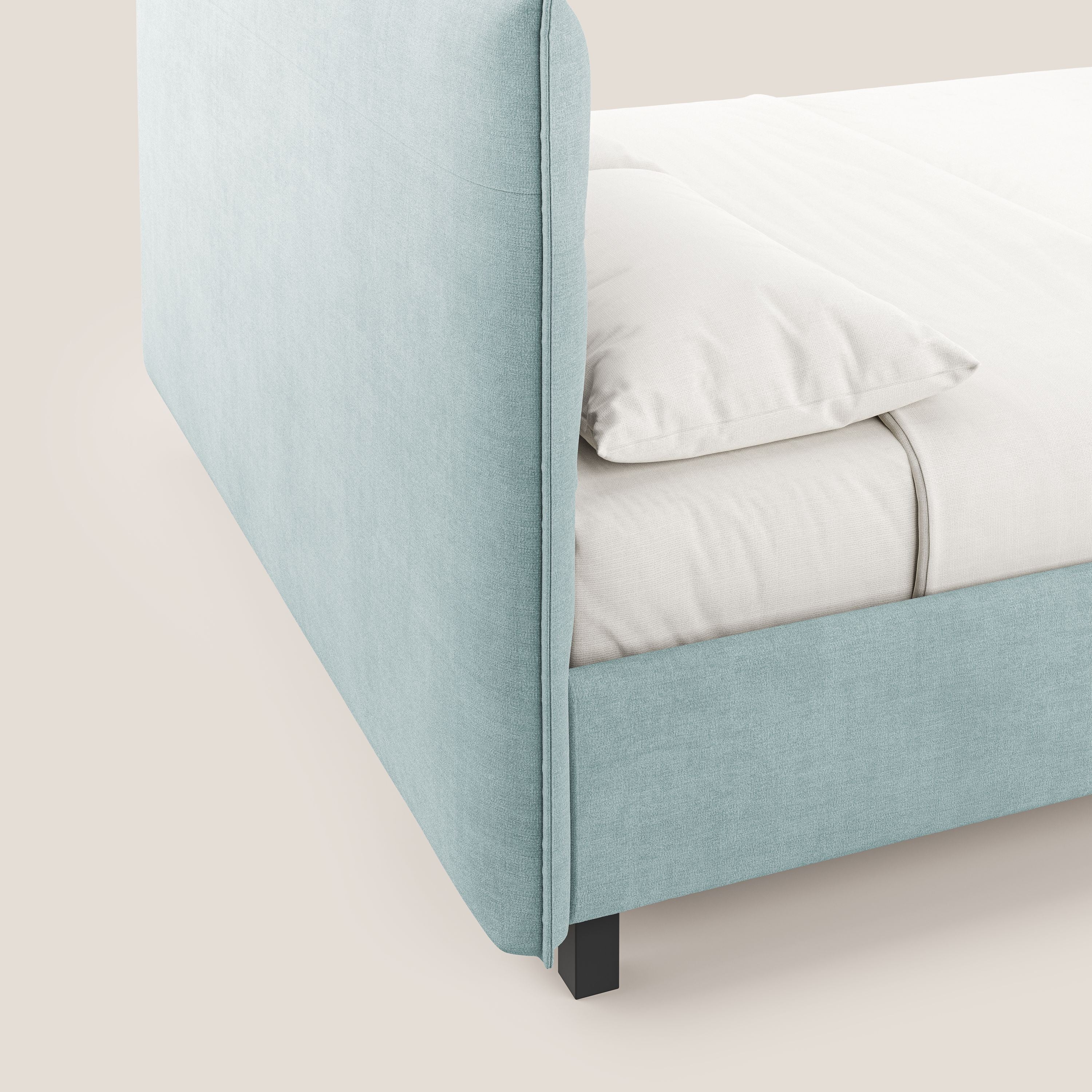 Liam letto contenitore con testata trapuntata in tessuto smacchiabile T17 verde acqua - divani.store