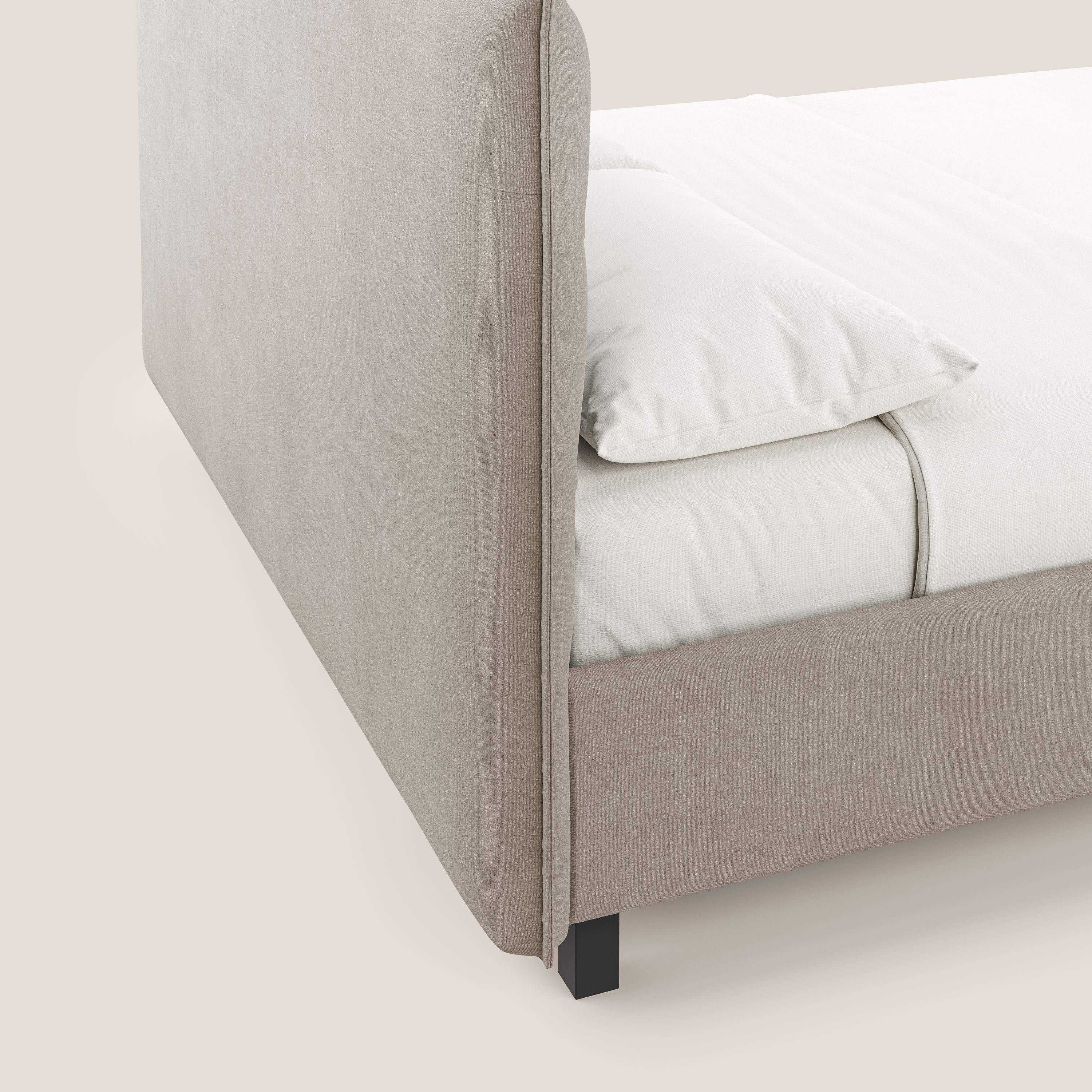 Liam letto contenitore con testata trapuntata in tessuto smacchiabile T17 beige - divani.store