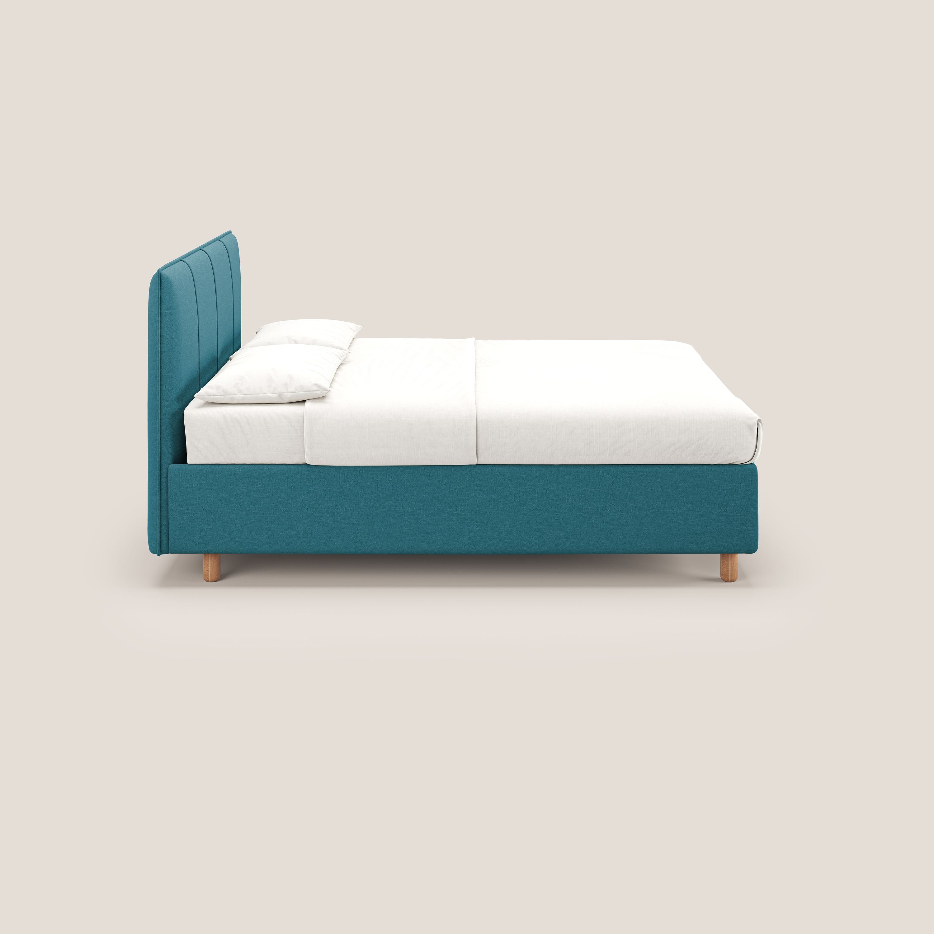 Lothar letto contenitore maxi dalle dimensioni contenute in tessuto impermeabile T13 azzurro - divani.store