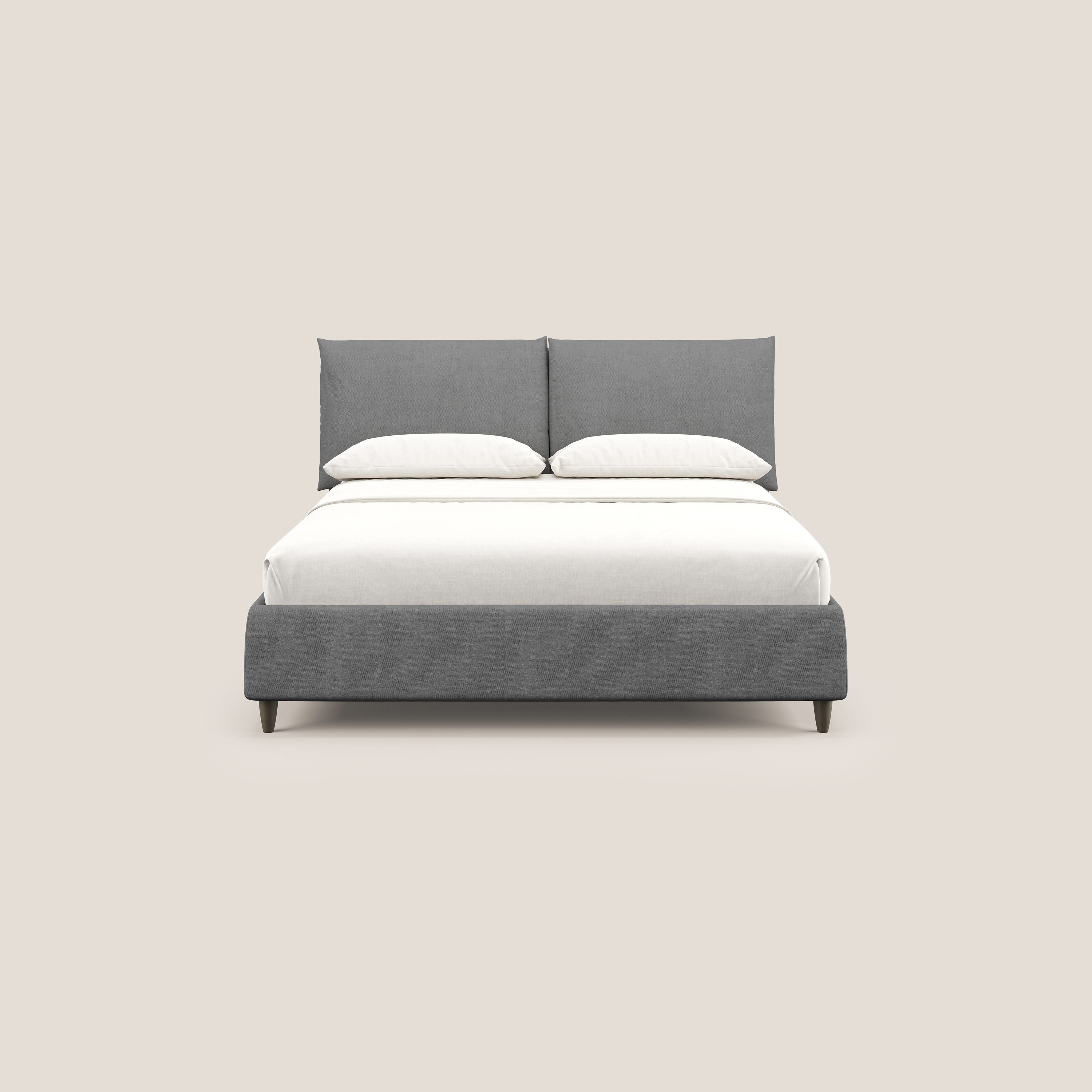 Mariana letto imbottito contenitore con cuscini in tessuto impermeabile T02 grigio - divani.store