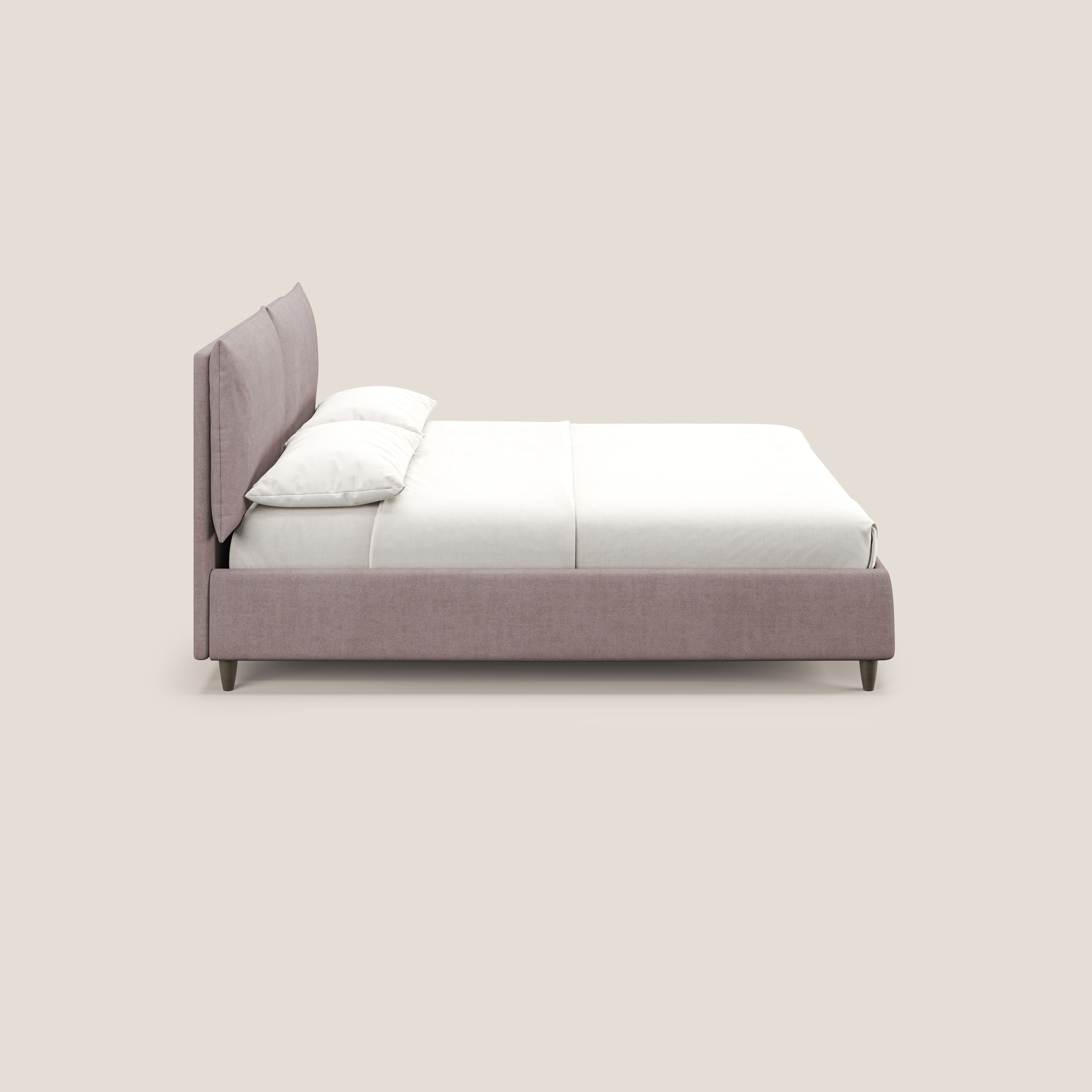 Mariana letto imbottito contenitore con cuscini in tessuto impermeabile T02 rosa - divani.store
