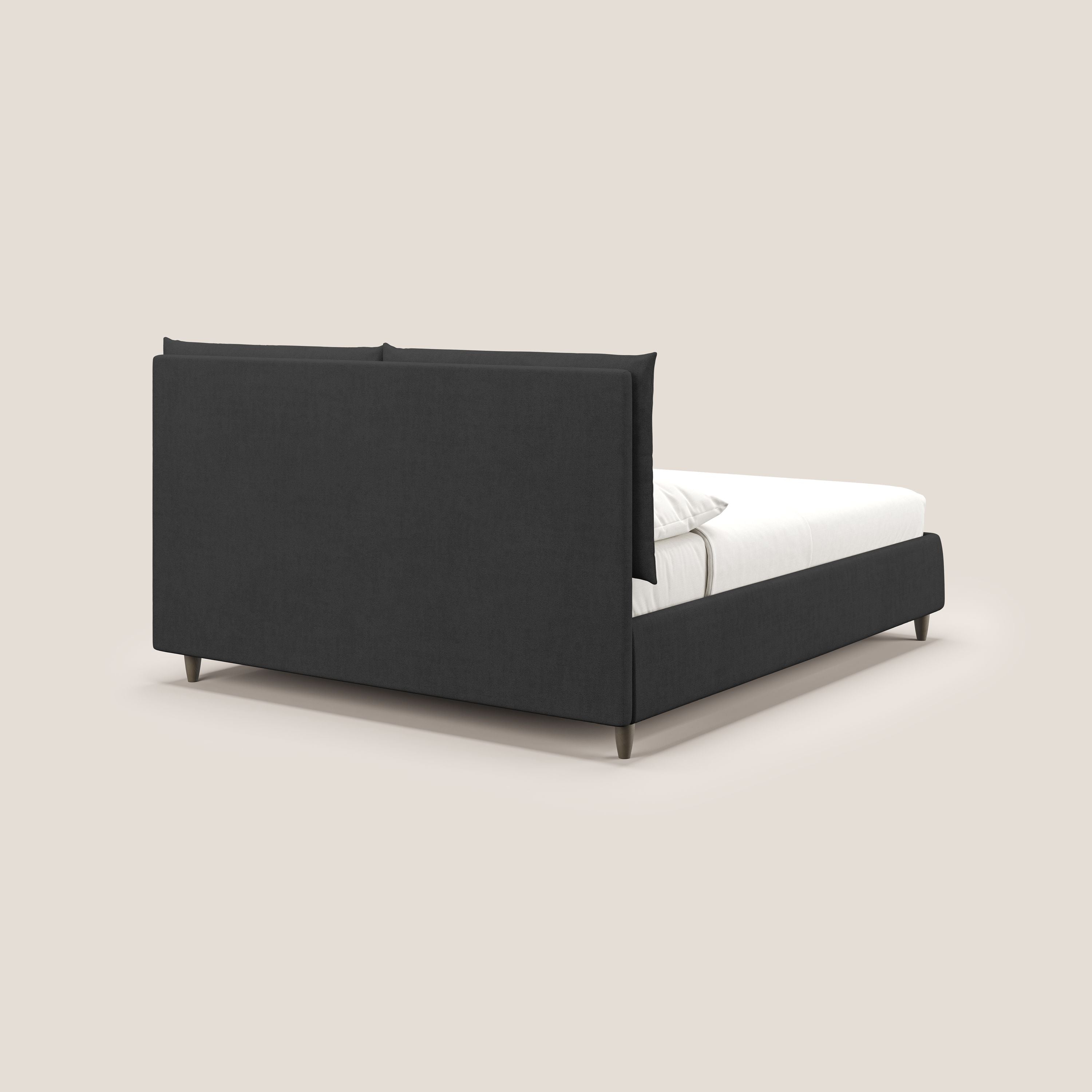 Mariana letto imbottito contenitore con cuscini in tessuto impermeabile T02 nero - divani.store