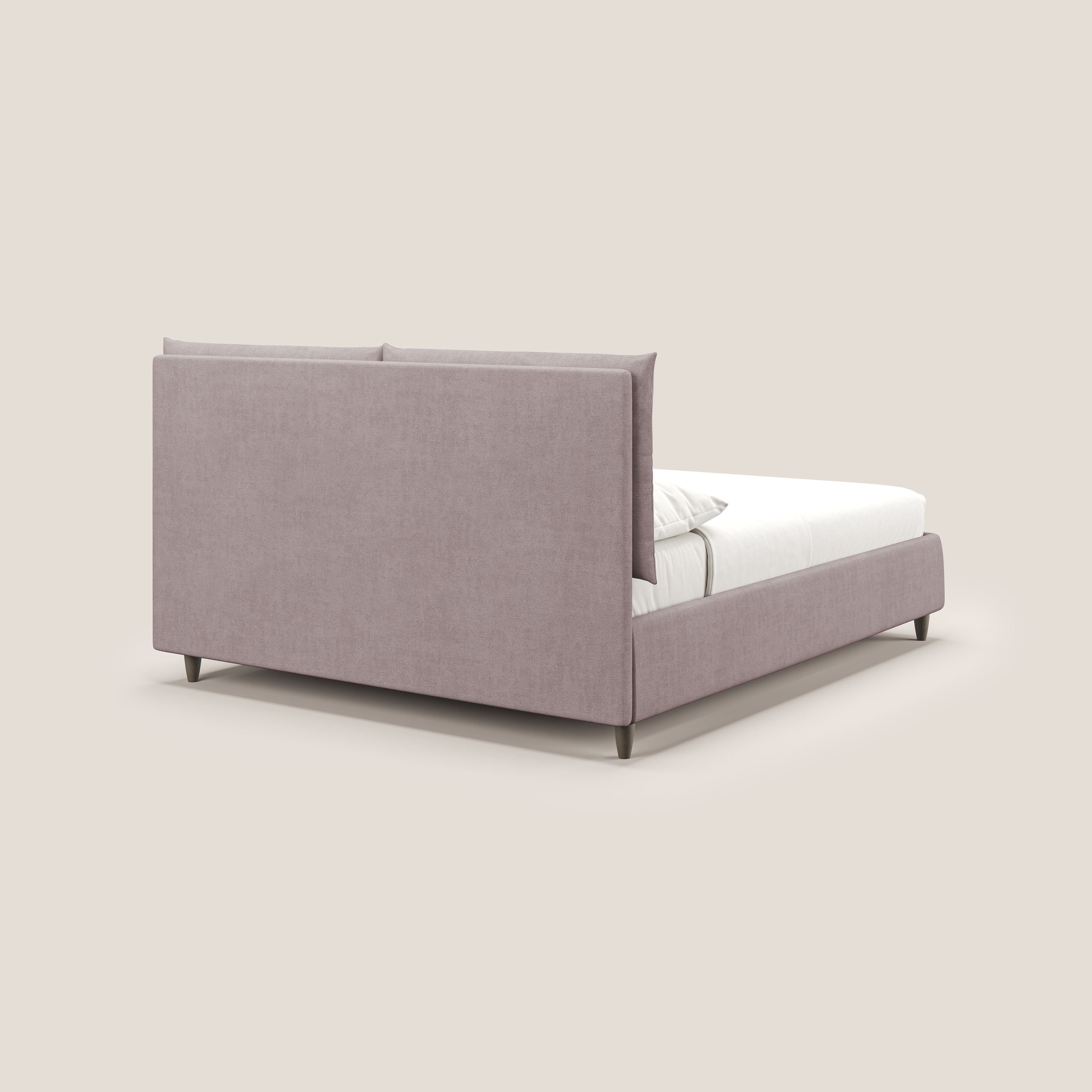 Mariana letto imbottito contenitore con cuscini in tessuto impermeabile T02 rosa - divani.store