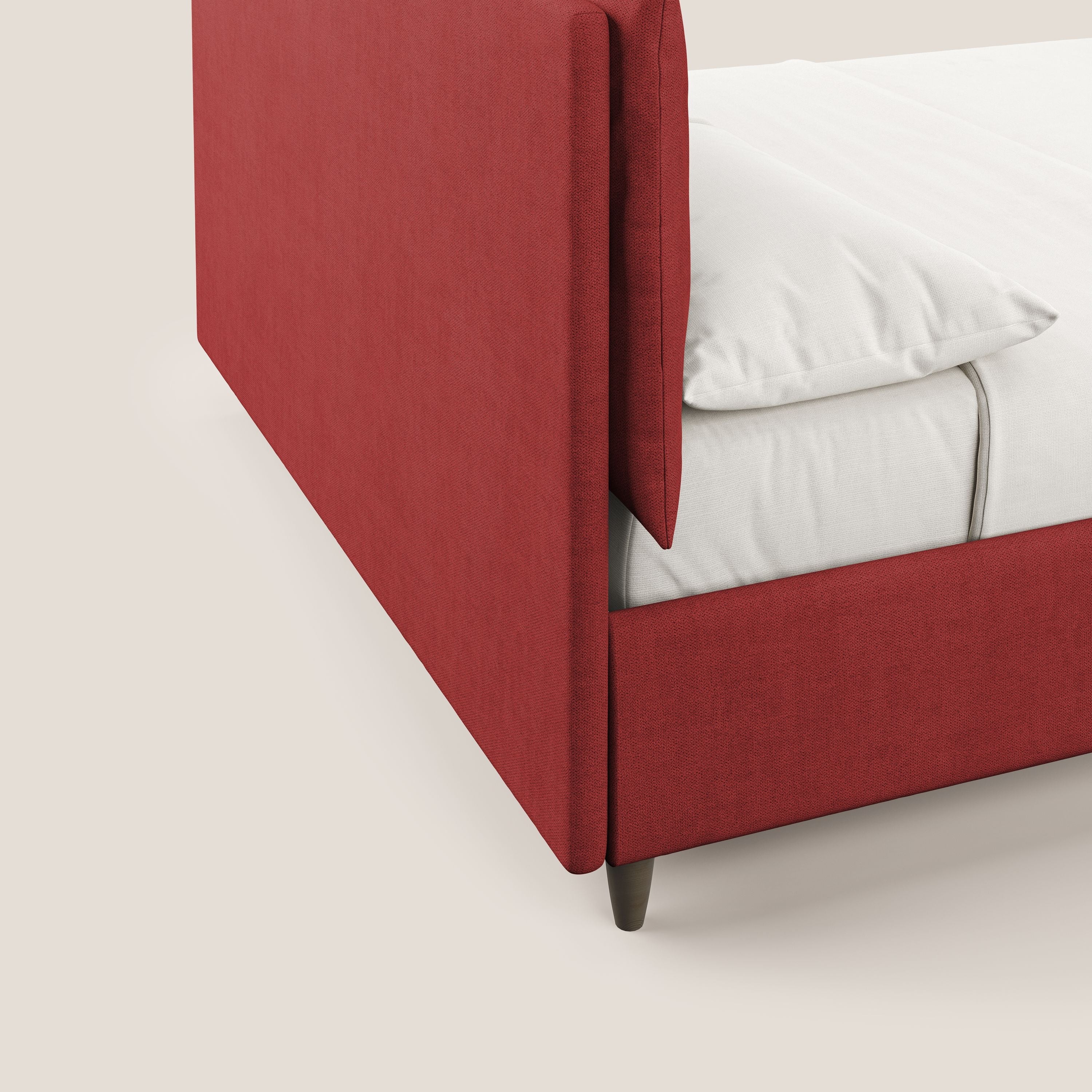 Mariana letto imbottito contenitore con cuscini in tessuto impermeabile T02 rosso - divani.store