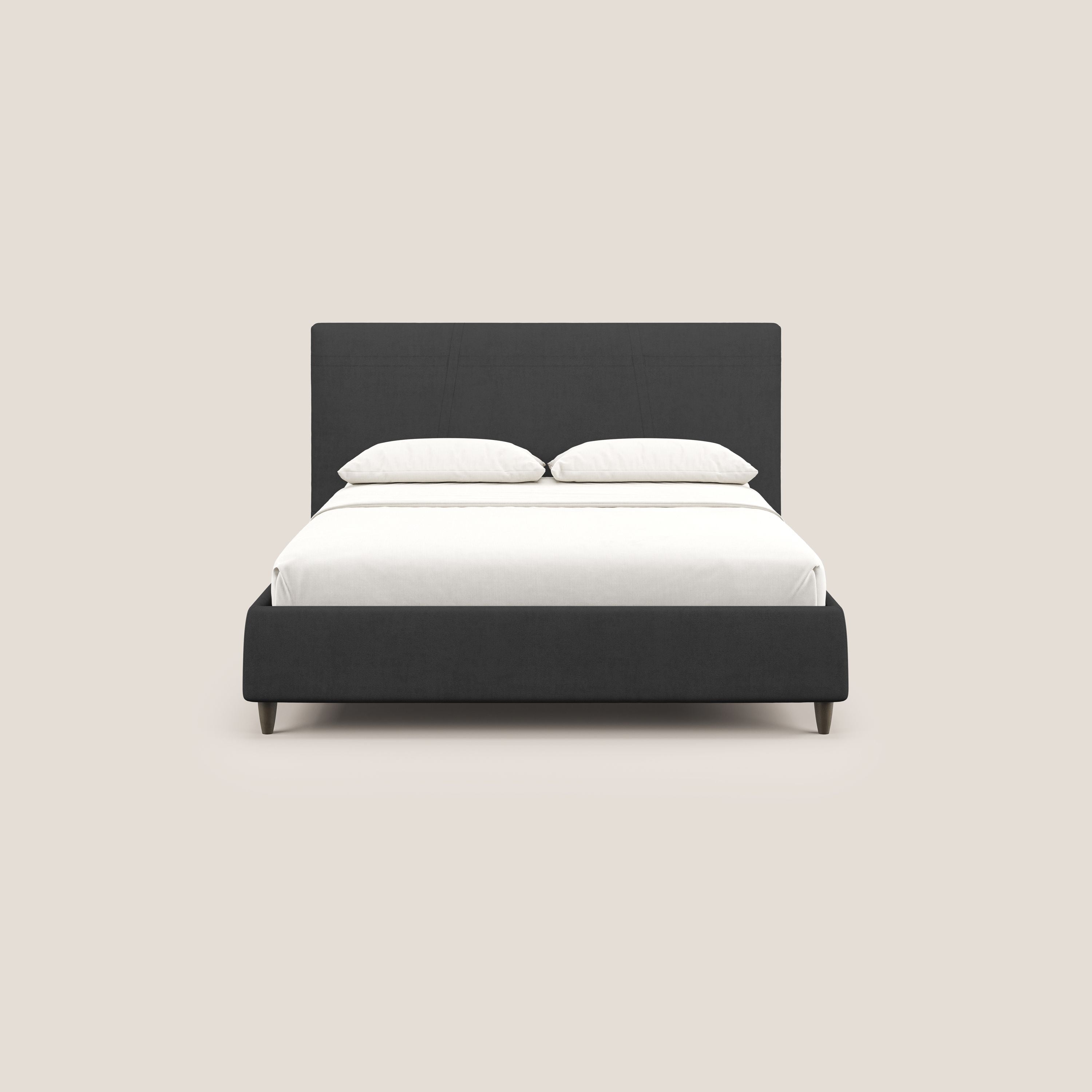 Martina letto imbottito contenitore in tessuto impermeabile T02 nero - divani.store