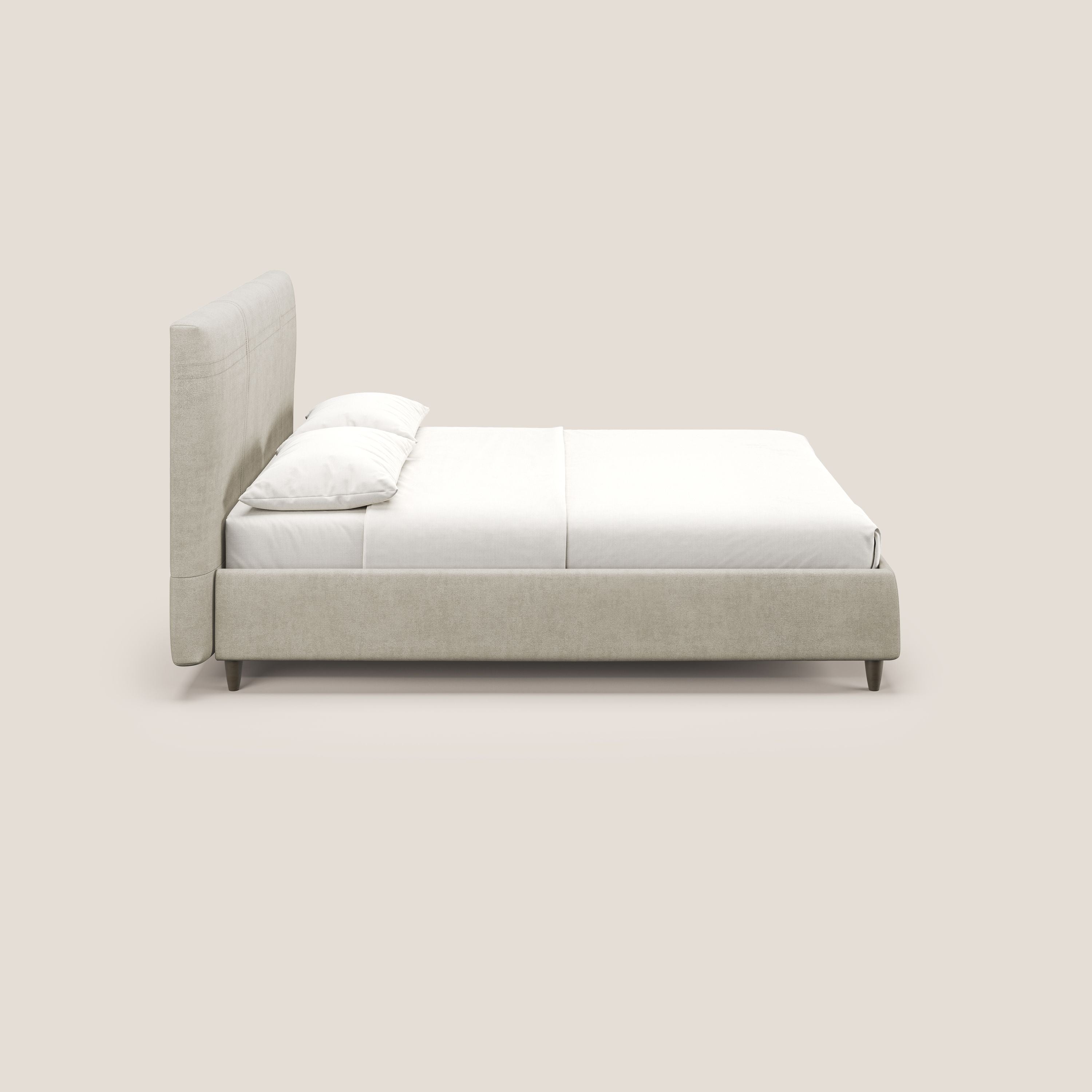 Martina letto imbottito contenitore in tessuto impermeabile T02 panna - divani.store