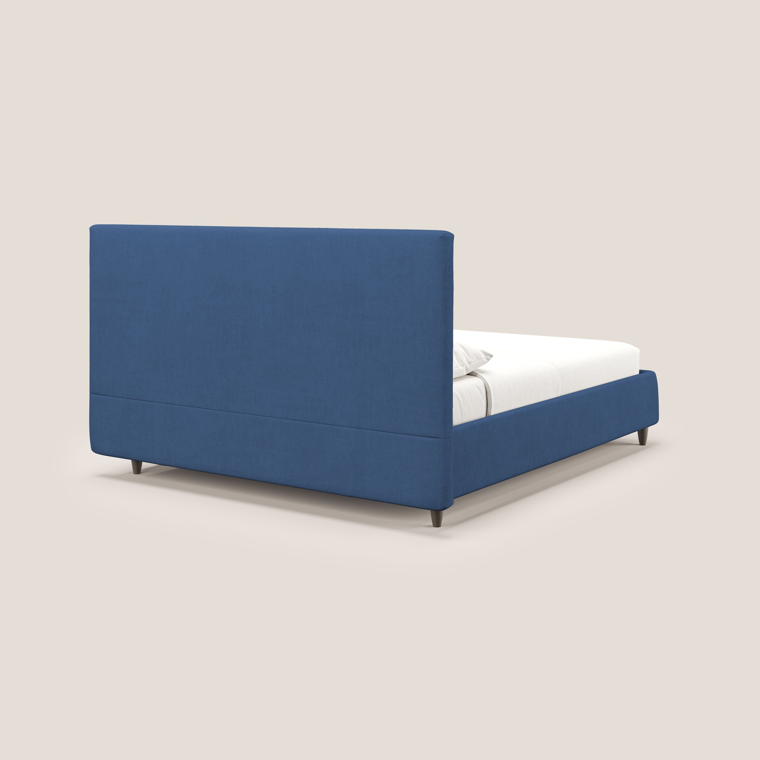 Martina letto imbottito contenitore in tessuto impermeabile T02 blu - divani.store