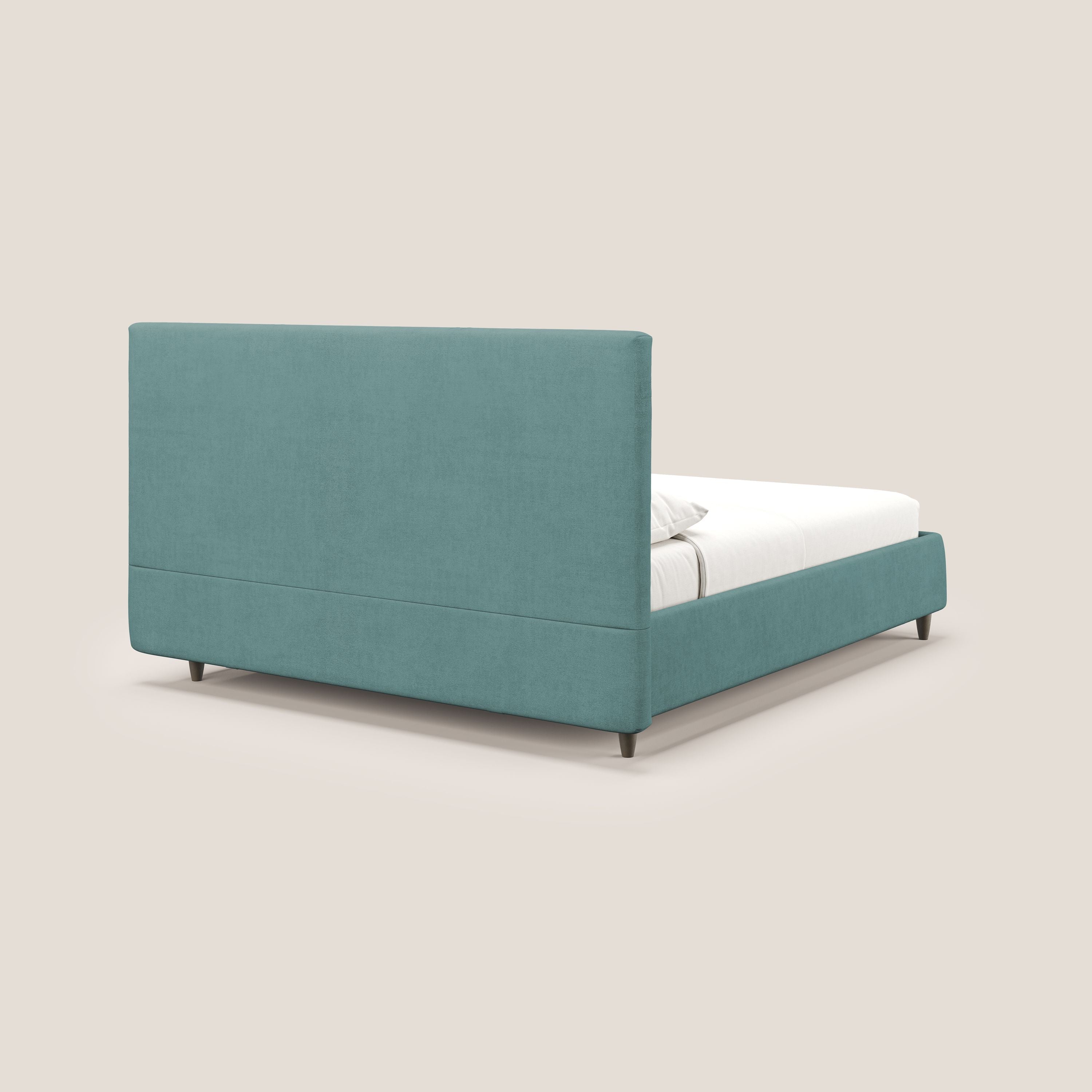 Martina letto imbottito contenitore in tessuto impermeabile T02 petrolio - divani.store