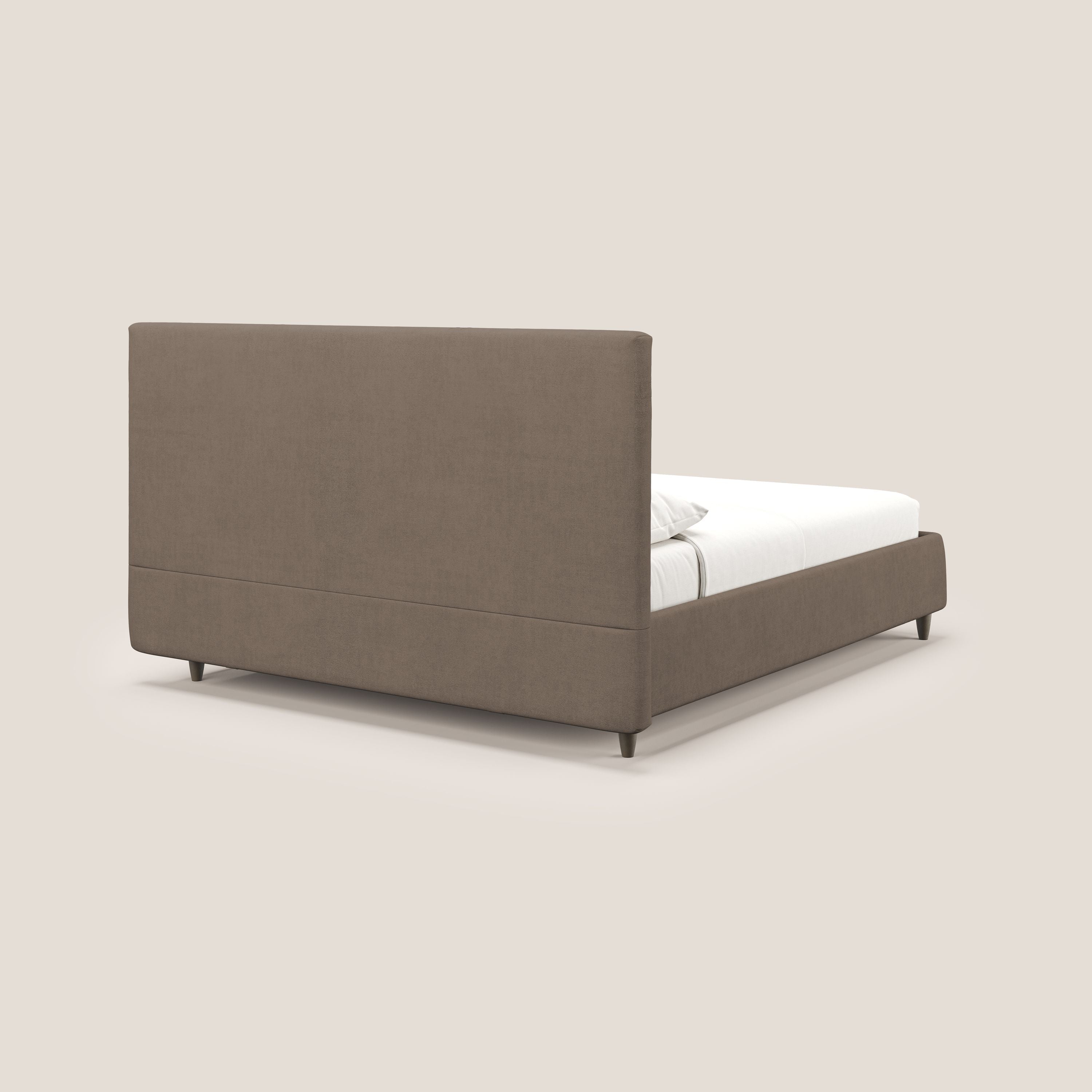 Martina letto imbottito contenitore in tessuto impermeabile T02 marrone - divani.store