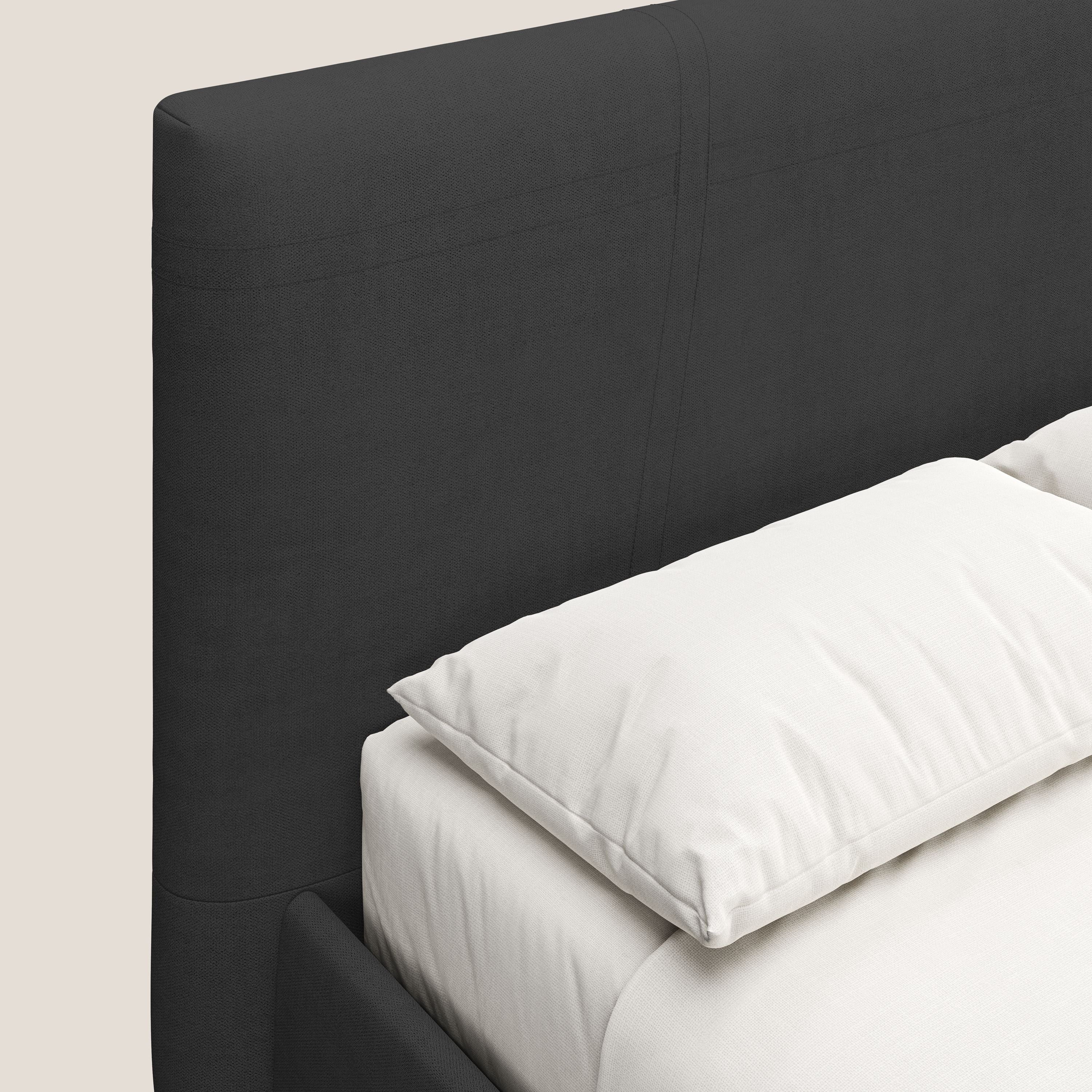 Martina letto imbottito contenitore in tessuto impermeabile T02 nero - divani.store