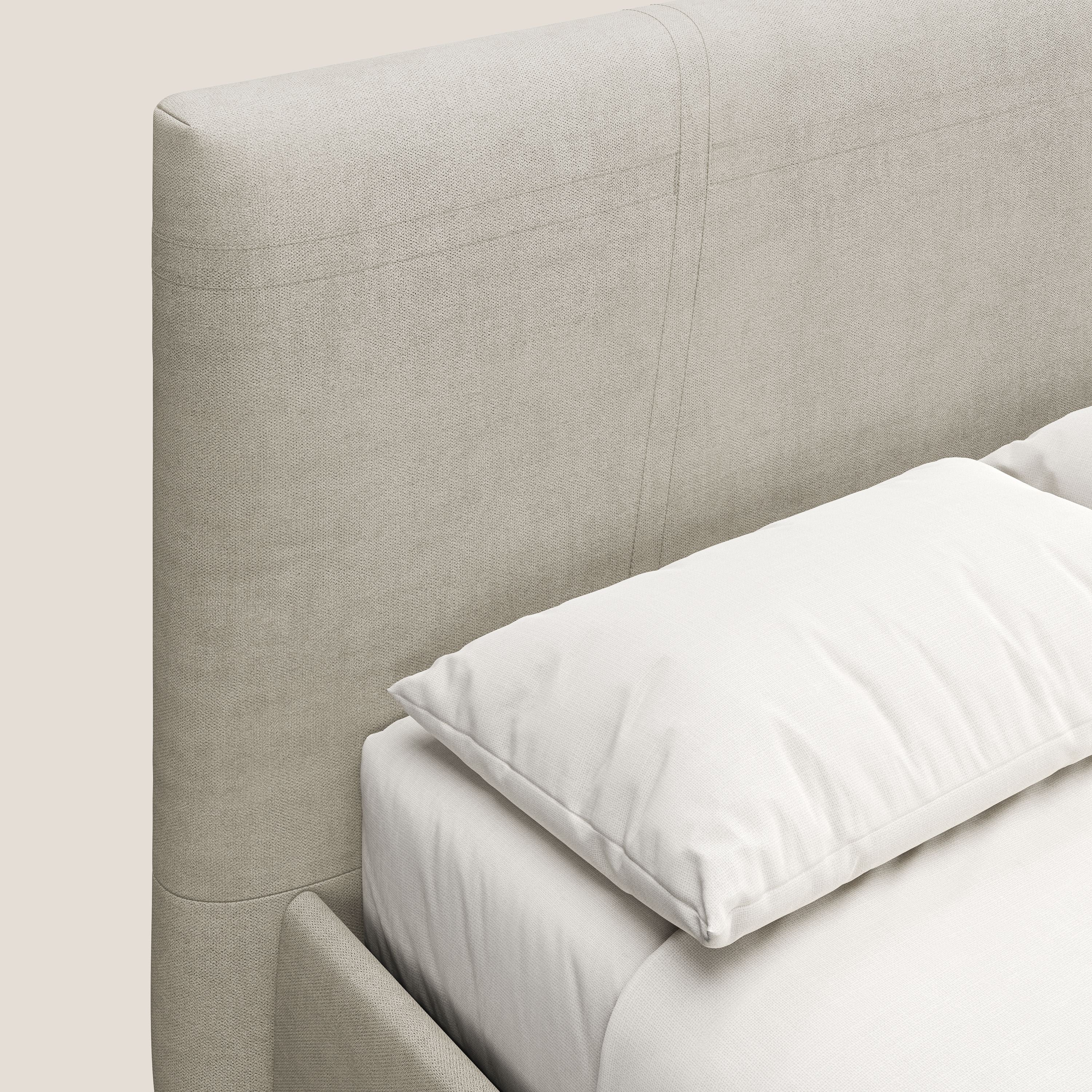 Martina letto imbottito contenitore in tessuto impermeabile T02 panna - divani.store