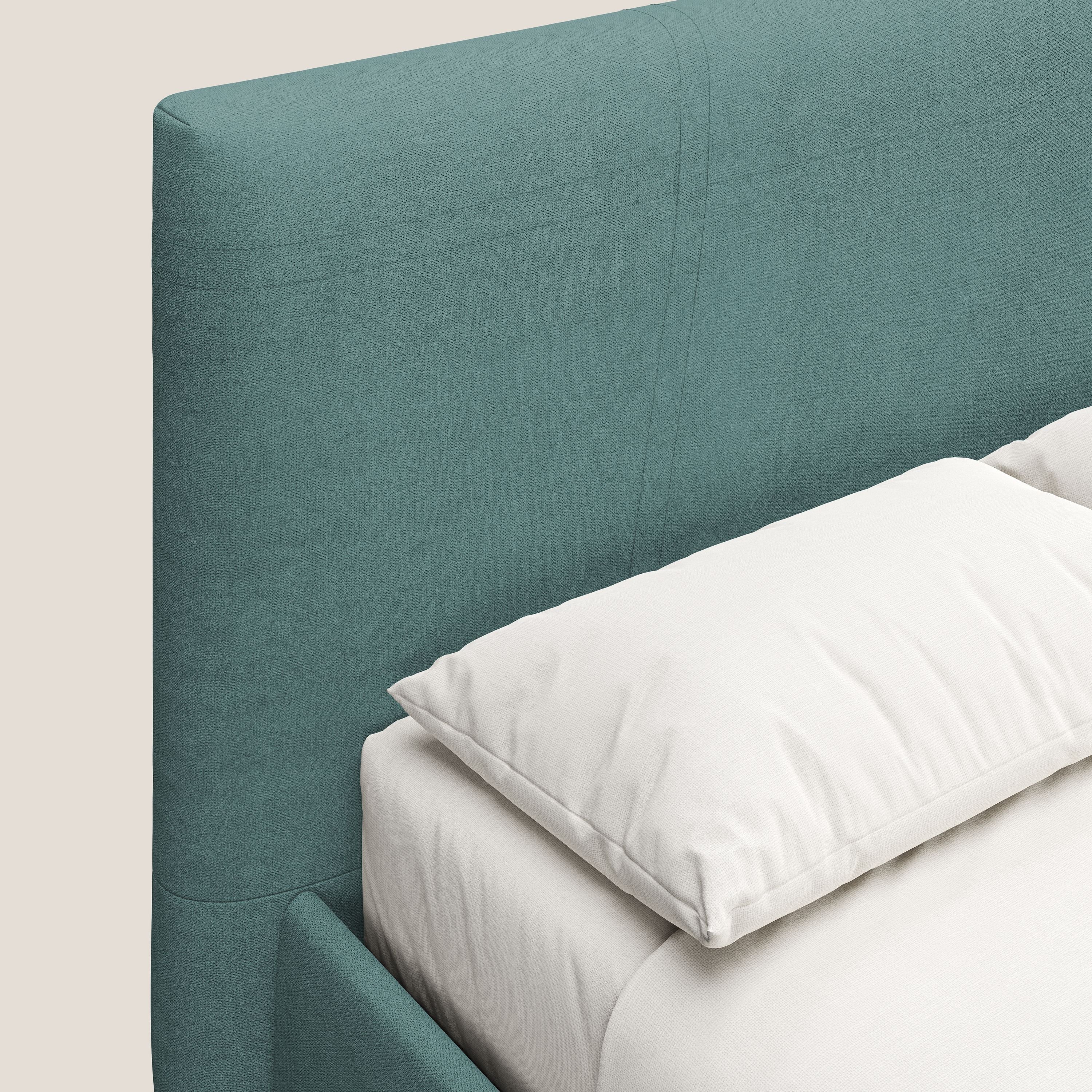 Martina letto imbottito contenitore in tessuto impermeabile T02 petrolio - divani.store