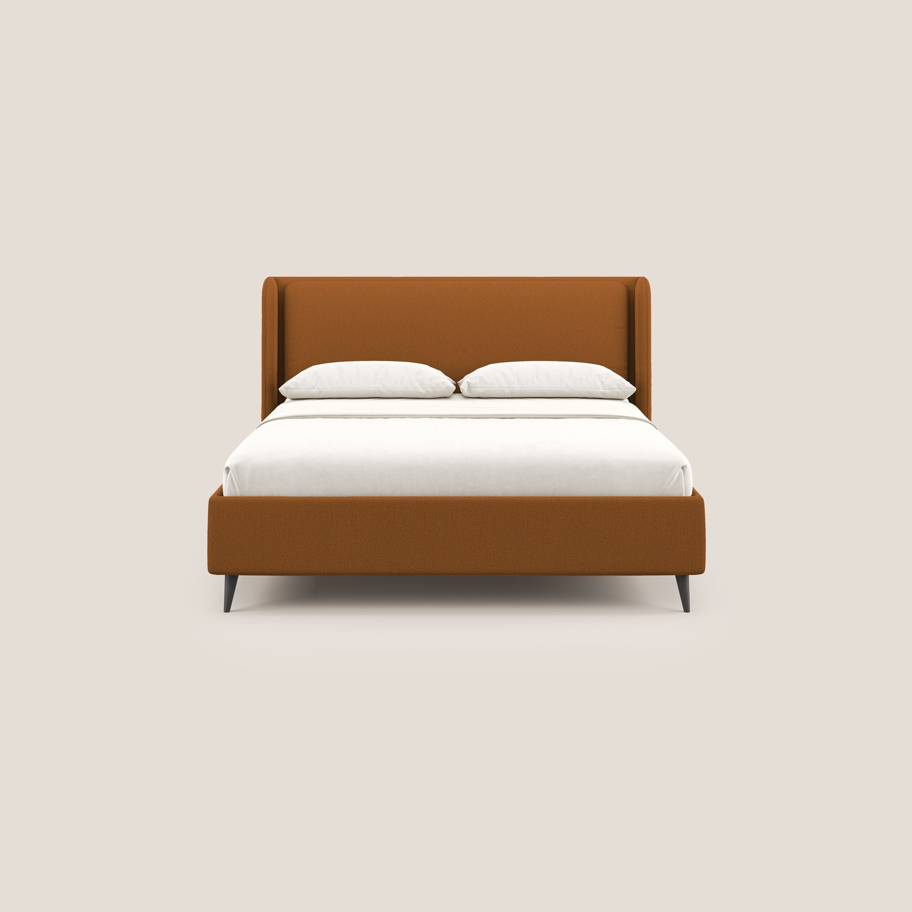 Nadine letto contenitore di design e comfort Italiano in tessuto impermeabile T19 arancio - divani.store
