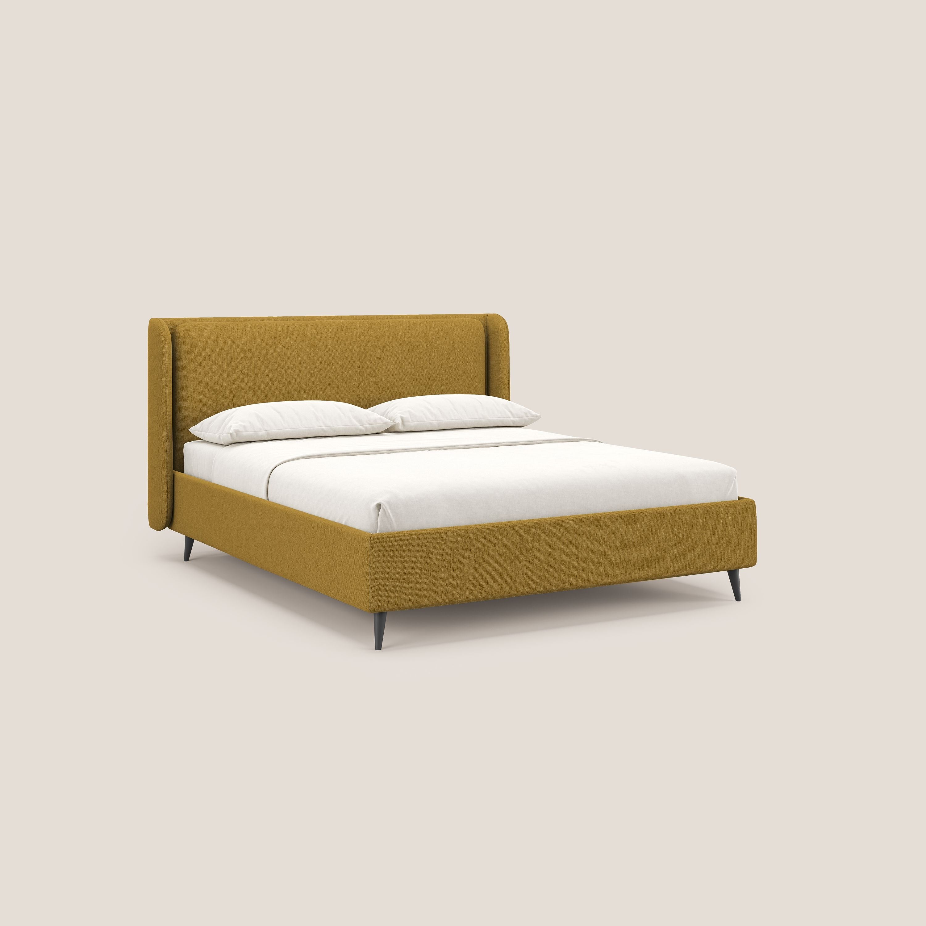 Nadine letto contenitore di design e comfort Italiano in tessuto impermeabile T19 giallo - divani.store
