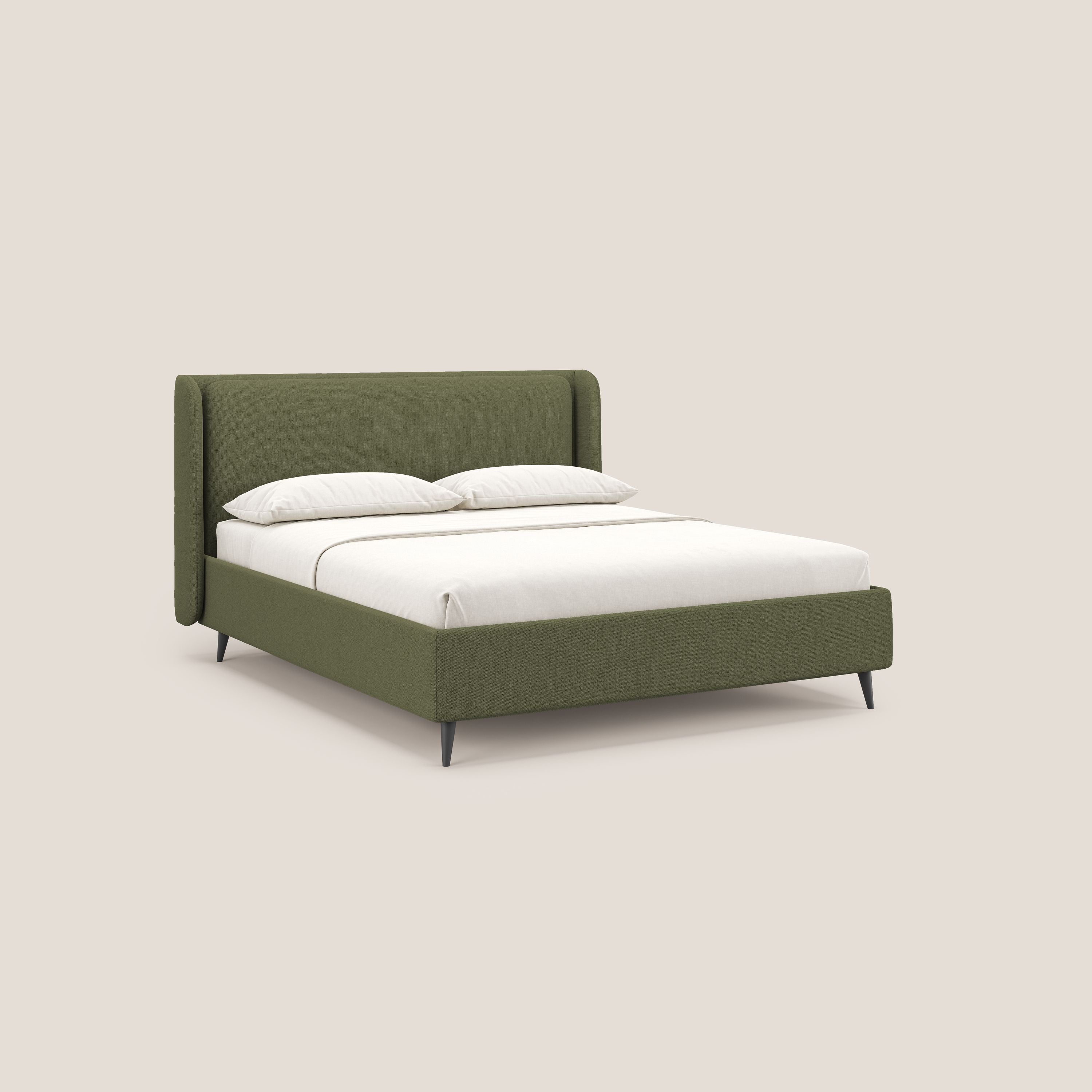 Nadine letto contenitore di design e comfort Italiano in tessuto impermeabile T19 verde - divani.store