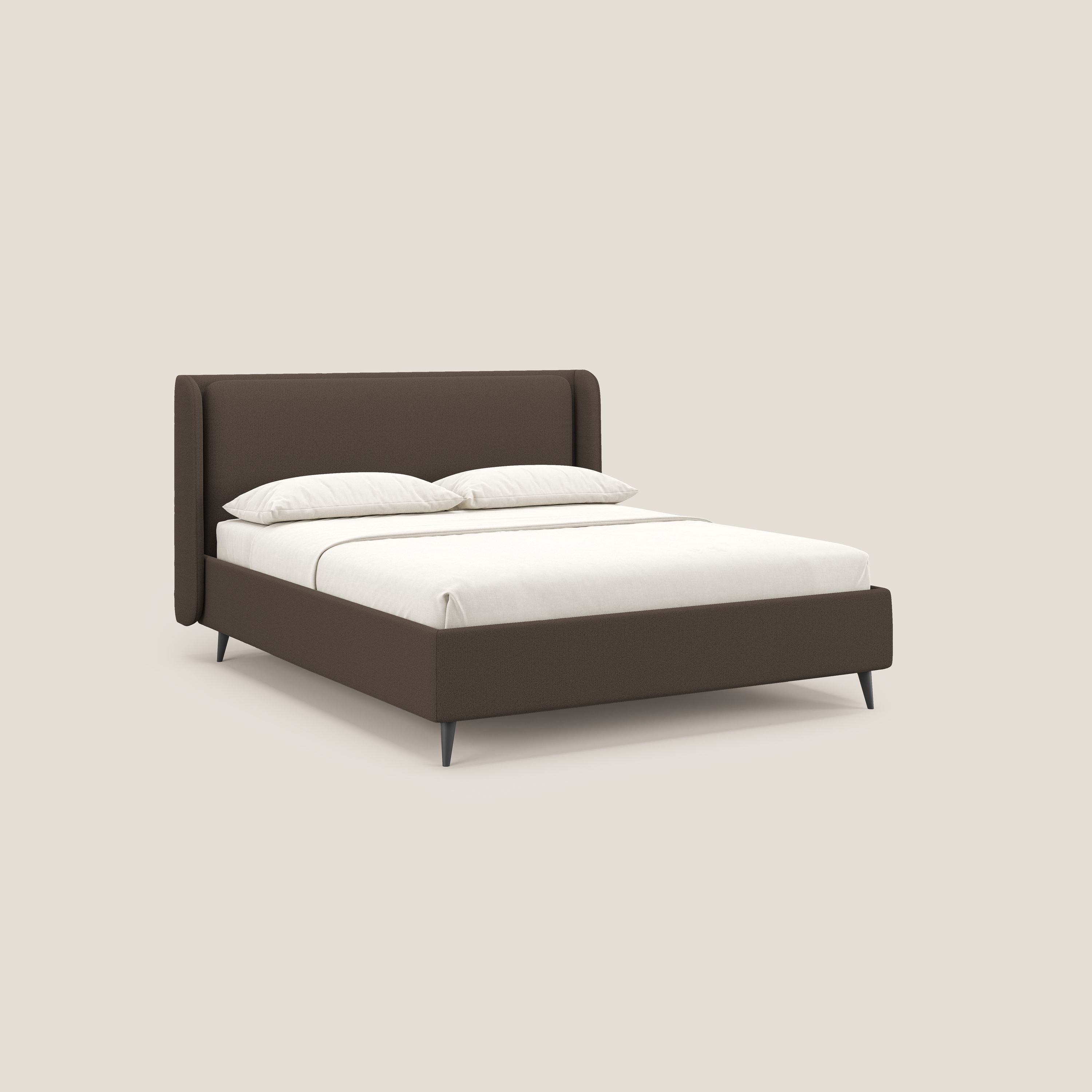 Nadine letto contenitore di design e comfort Italiano in tessuto impermeabile T19 marrone - divani.store