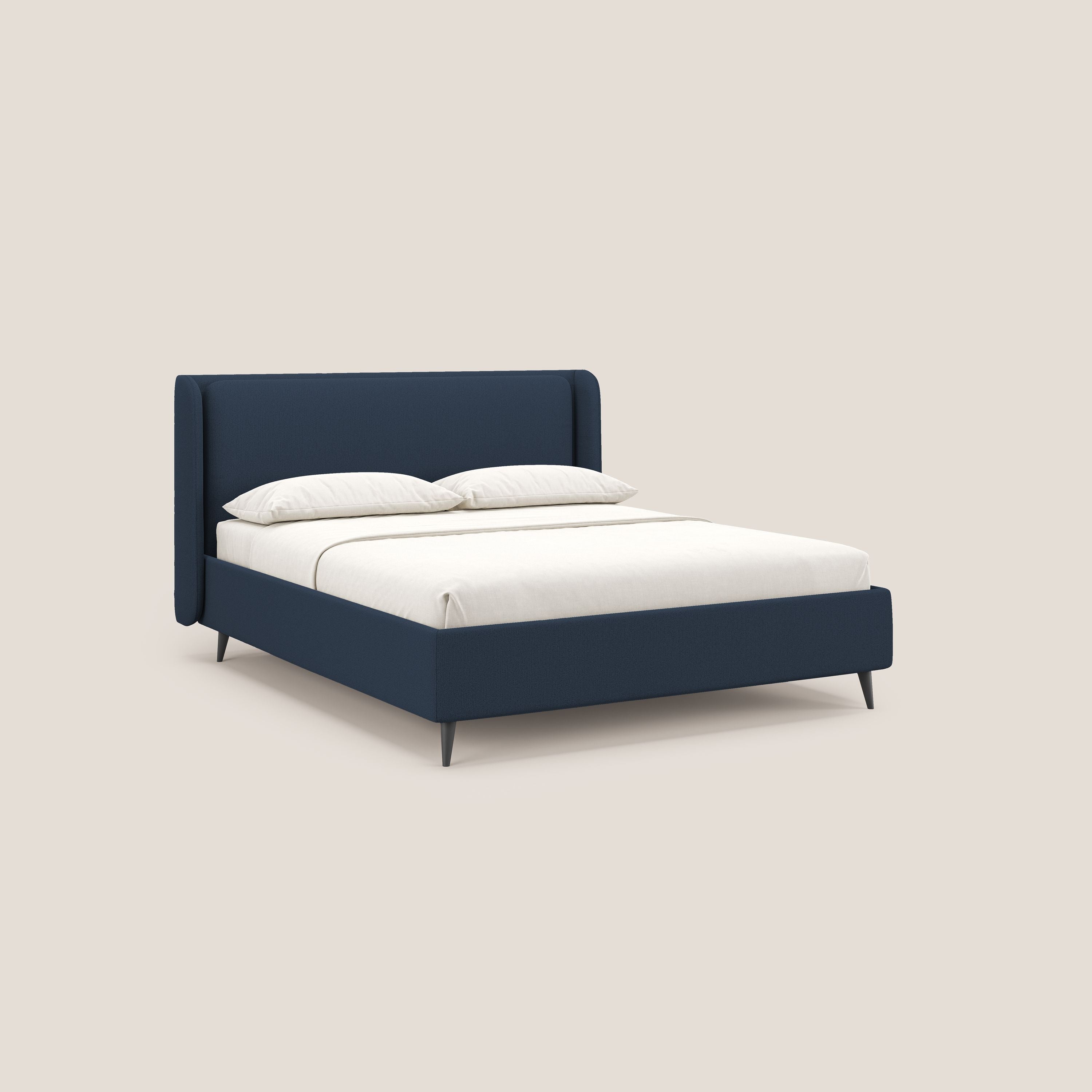 Nadine letto contenitore di design e comfort Italiano in tessuto impermeabile T19 blu - divani.store