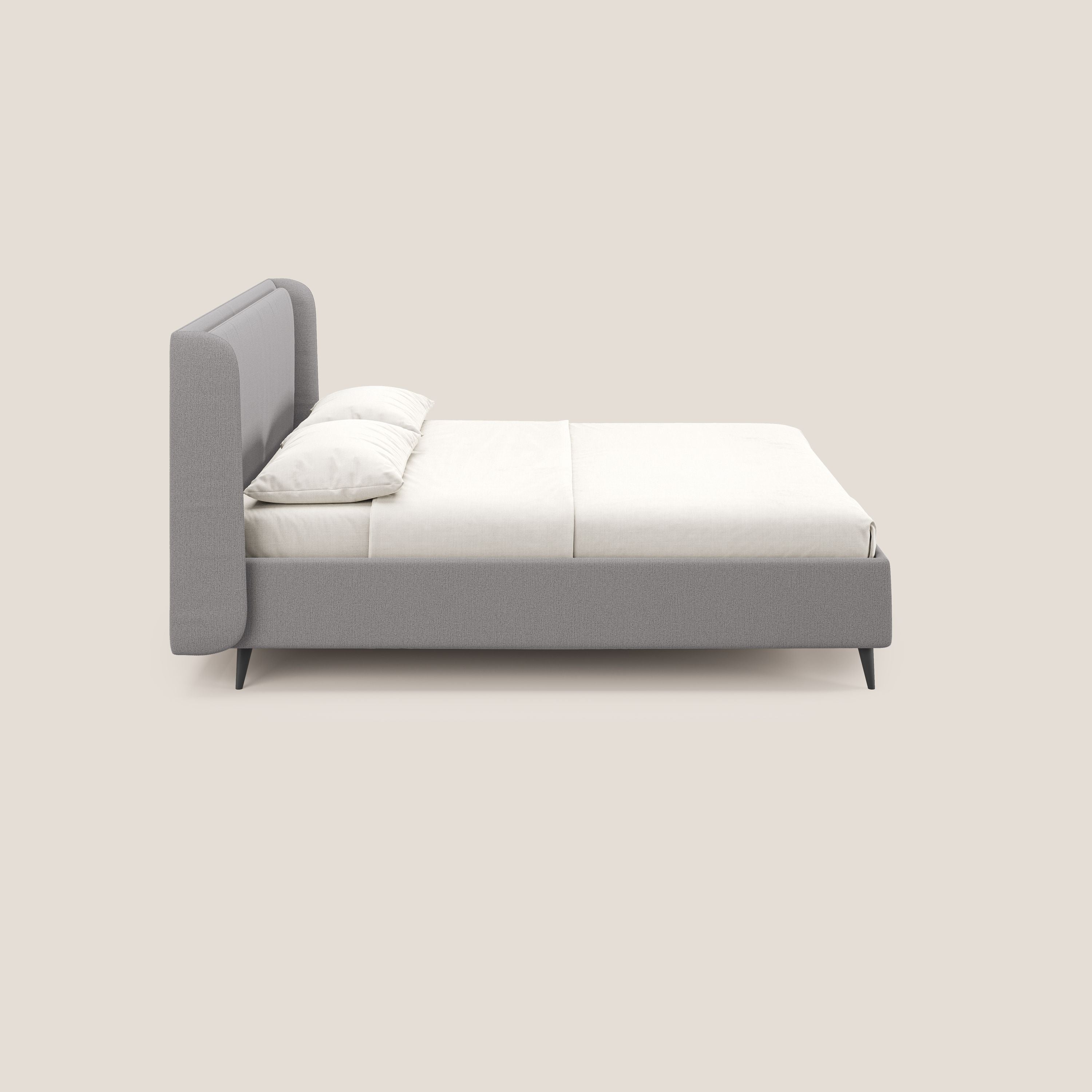 Nadine letto contenitore di design e comfort Italiano in tessuto impermeabile T19 grigio - divani.store