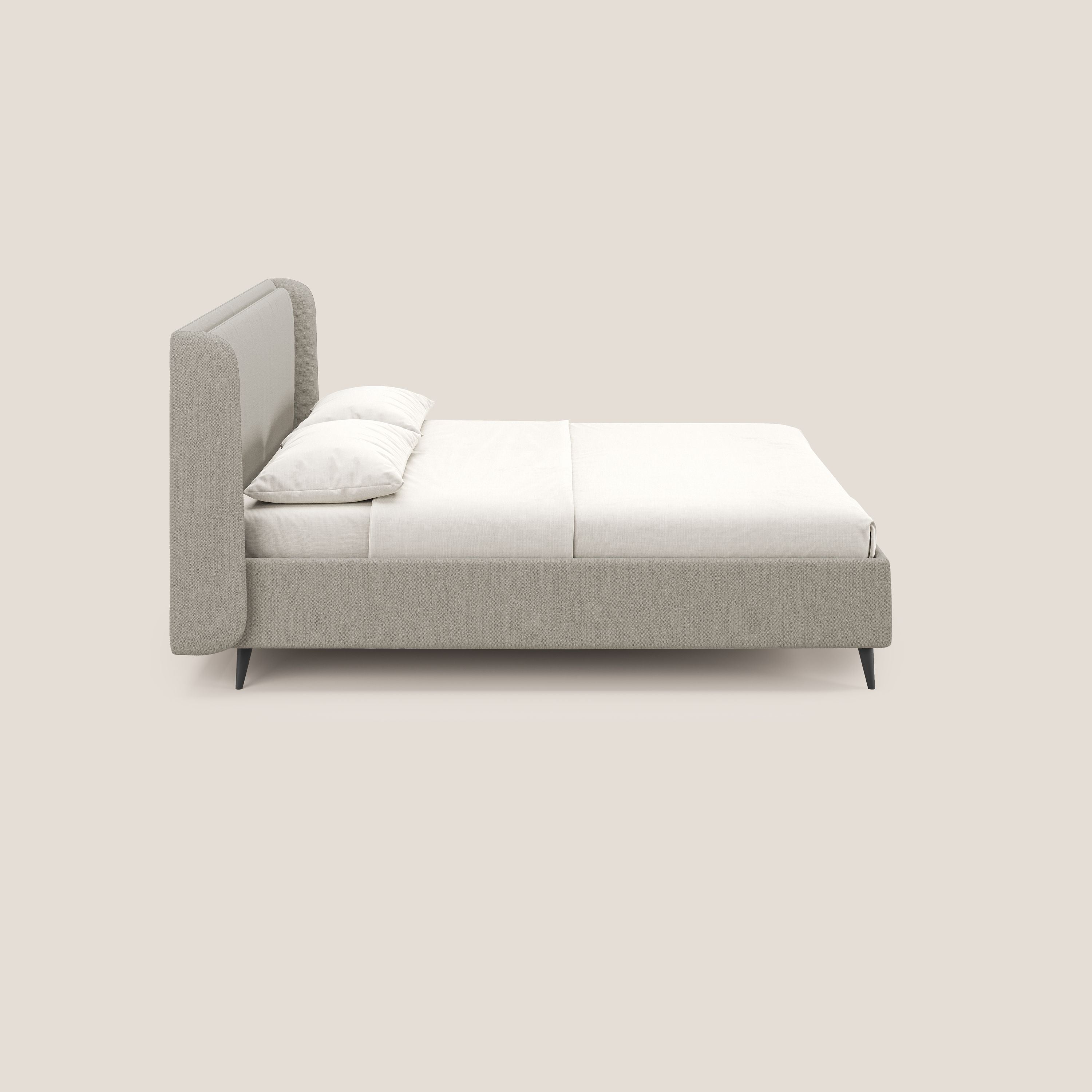 Nadine letto contenitore di design e comfort Italiano in tessuto impermeabile T19 panna - divani.store