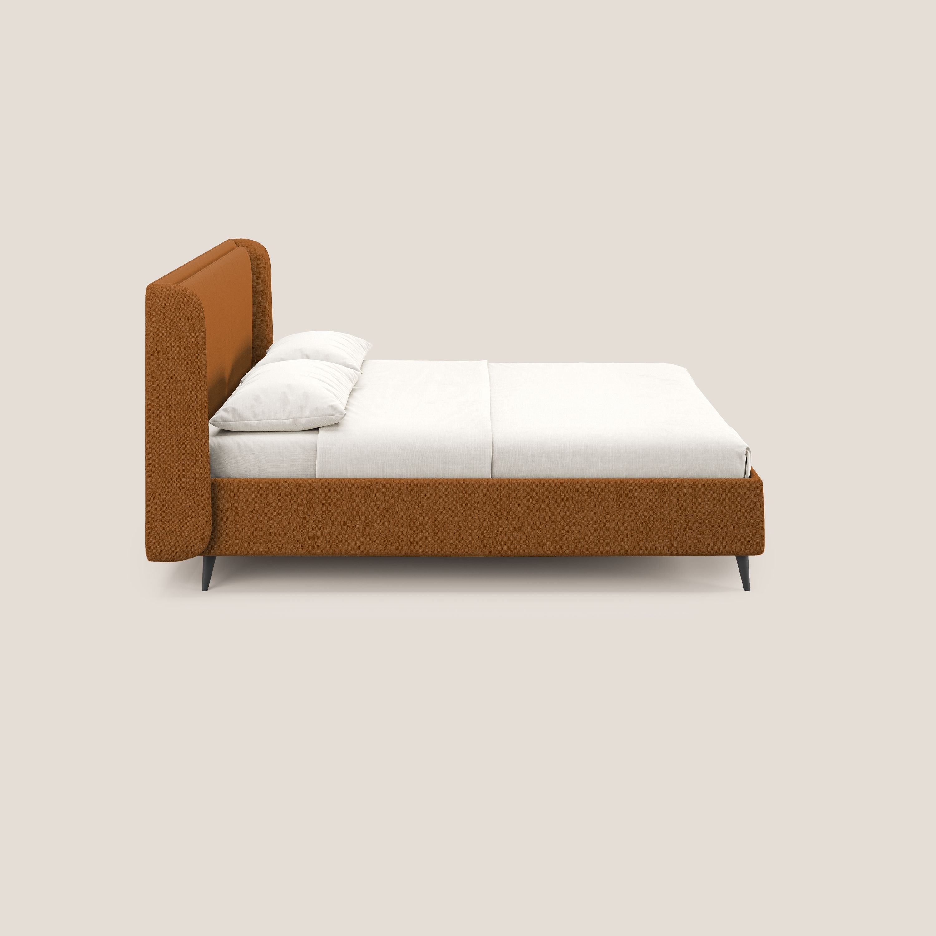 Nadine letto contenitore di design e comfort Italiano in tessuto impermeabile T19 arancio - divani.store