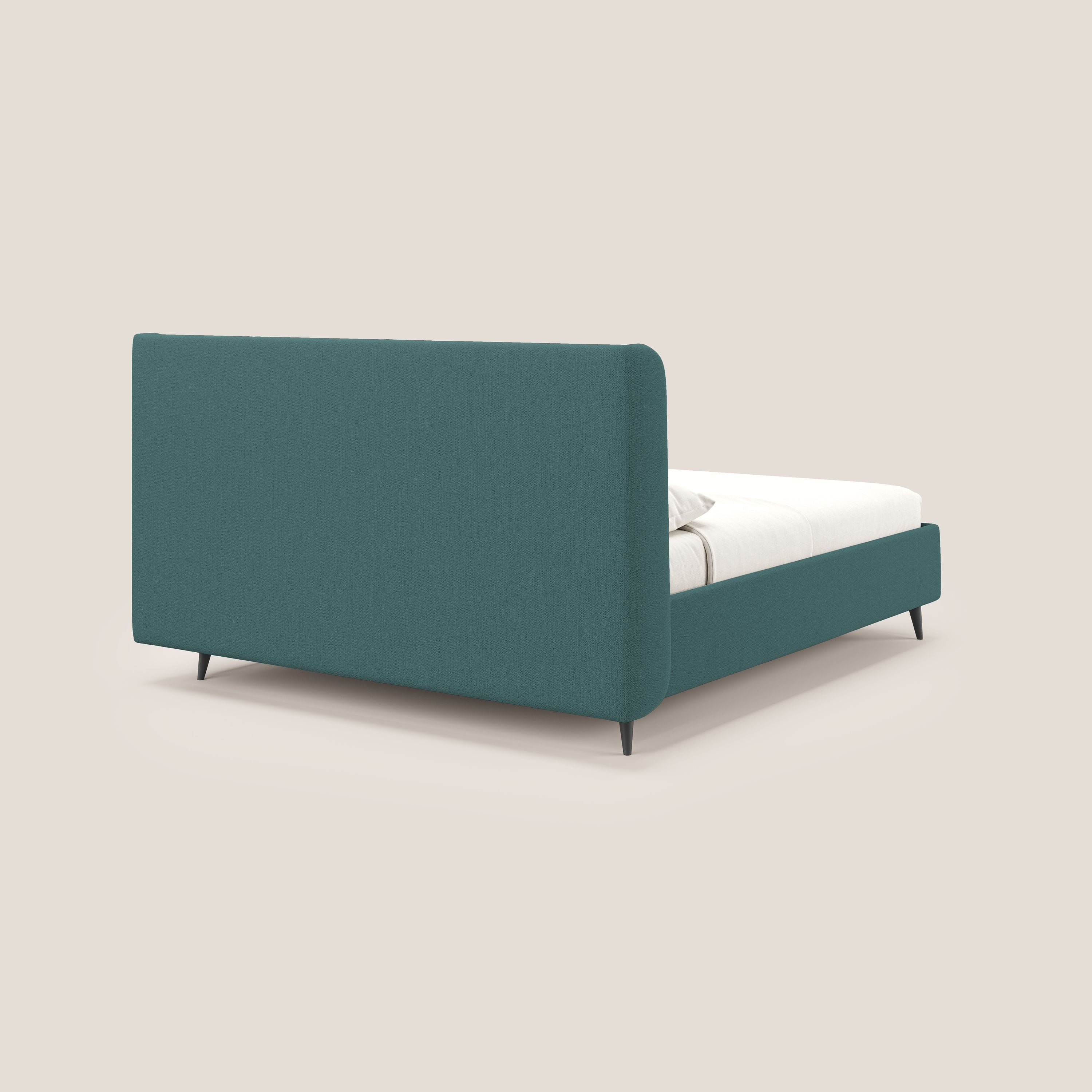 Nadine letto contenitore di design e comfort Italiano in tessuto impermeabile T19 petrolio - divani.store