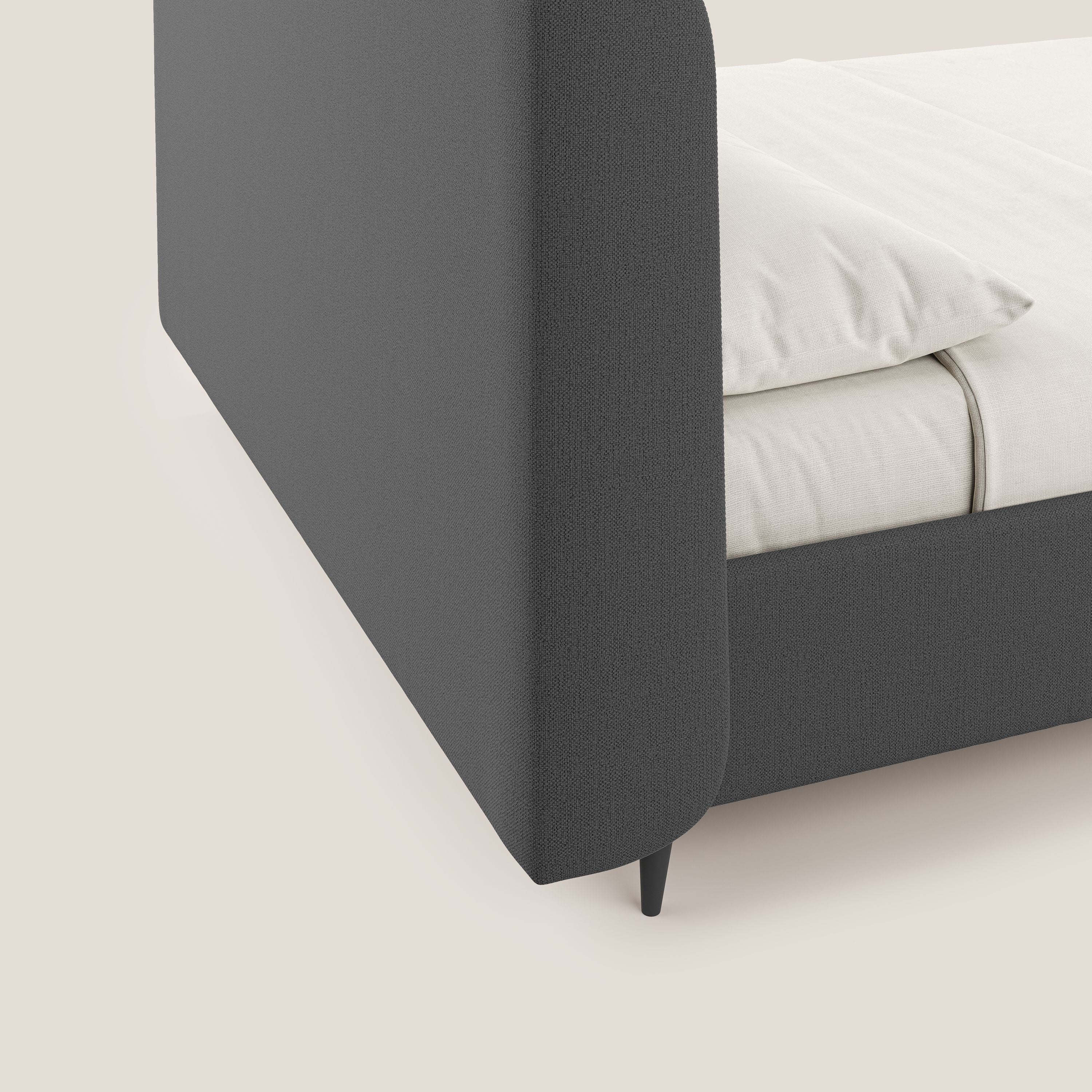 Nadine letto contenitore di design e comfort Italiano in tessuto impermeabile T19 antracite - divani.store