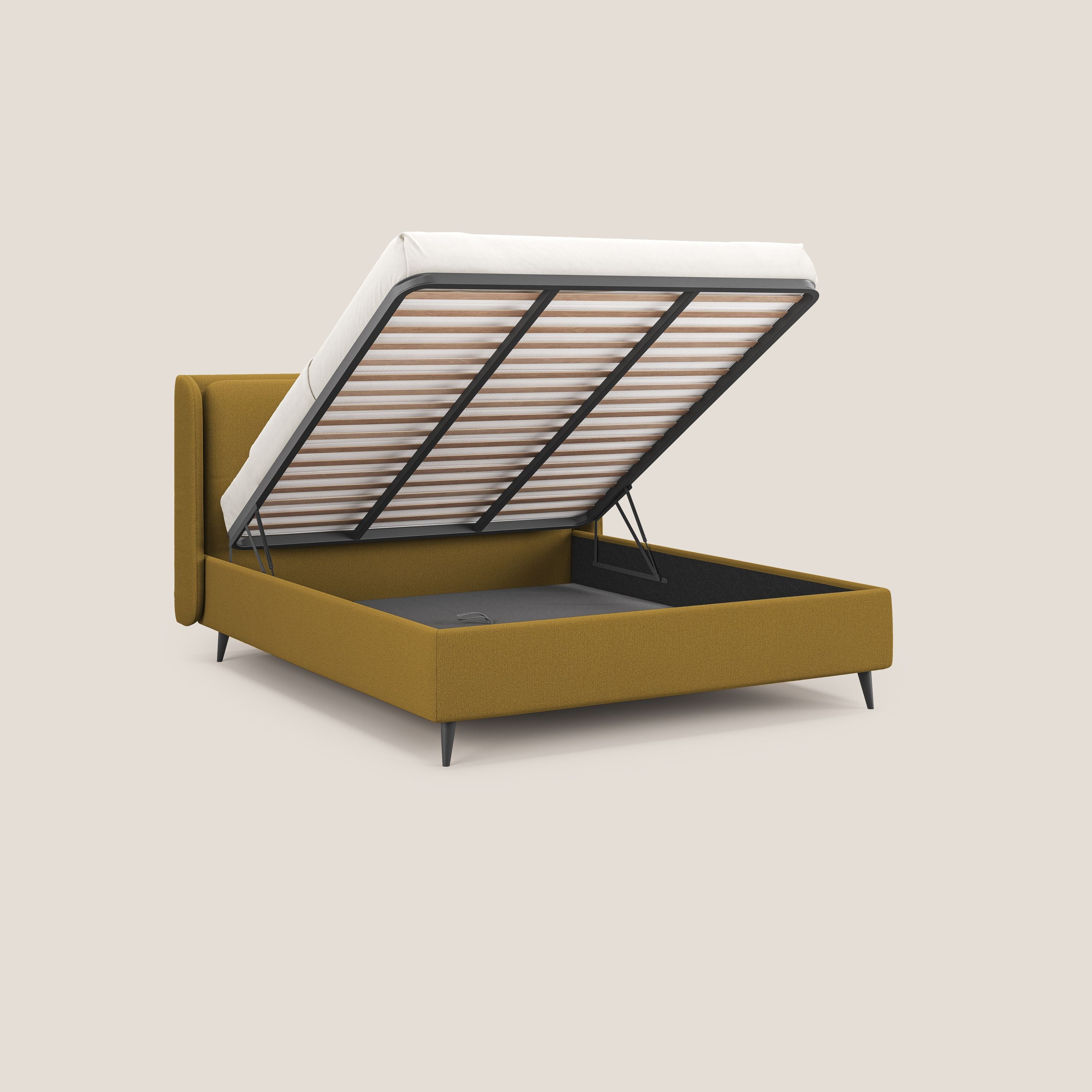 Nadine letto contenitore di design e comfort Italiano in tessuto impermeabile T19 giallo - divani.store