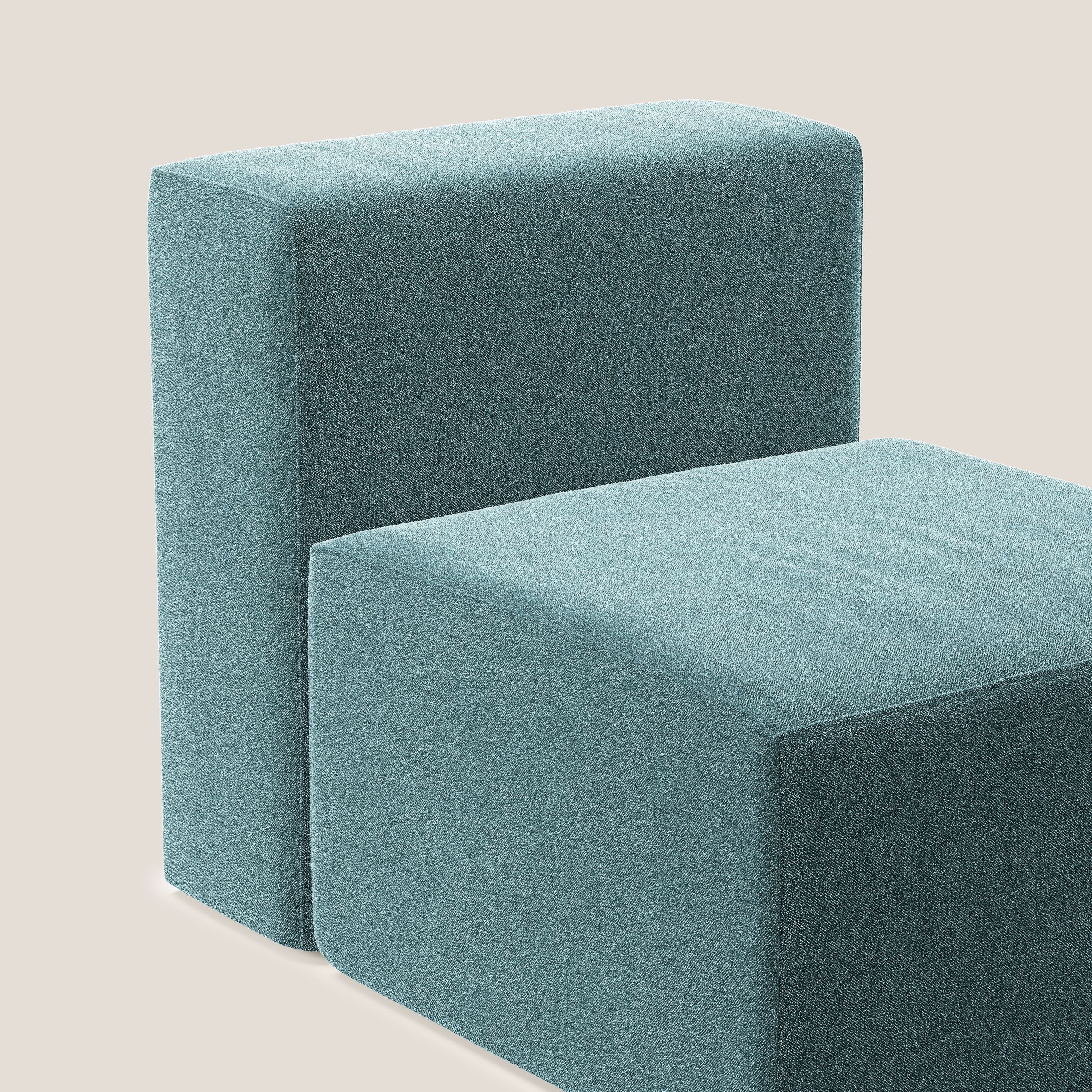 Nettuno modulo poltrona centrale in morbido tessuto bouclè T07 azzurro - divani.store