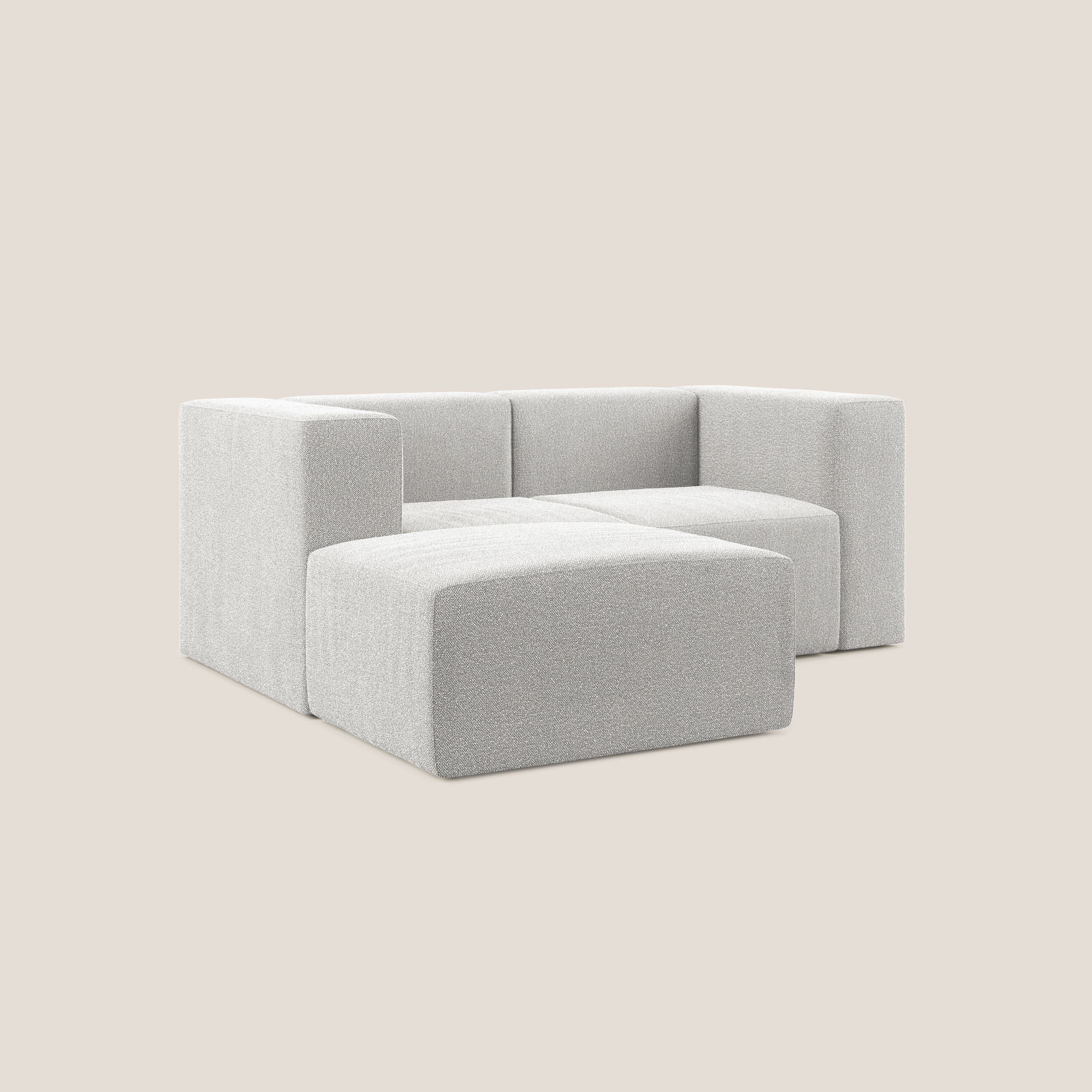 Nettuno divano angolare modulare reversibile e componibile in morbido tessuto bouclè T07 grigio - divani.store