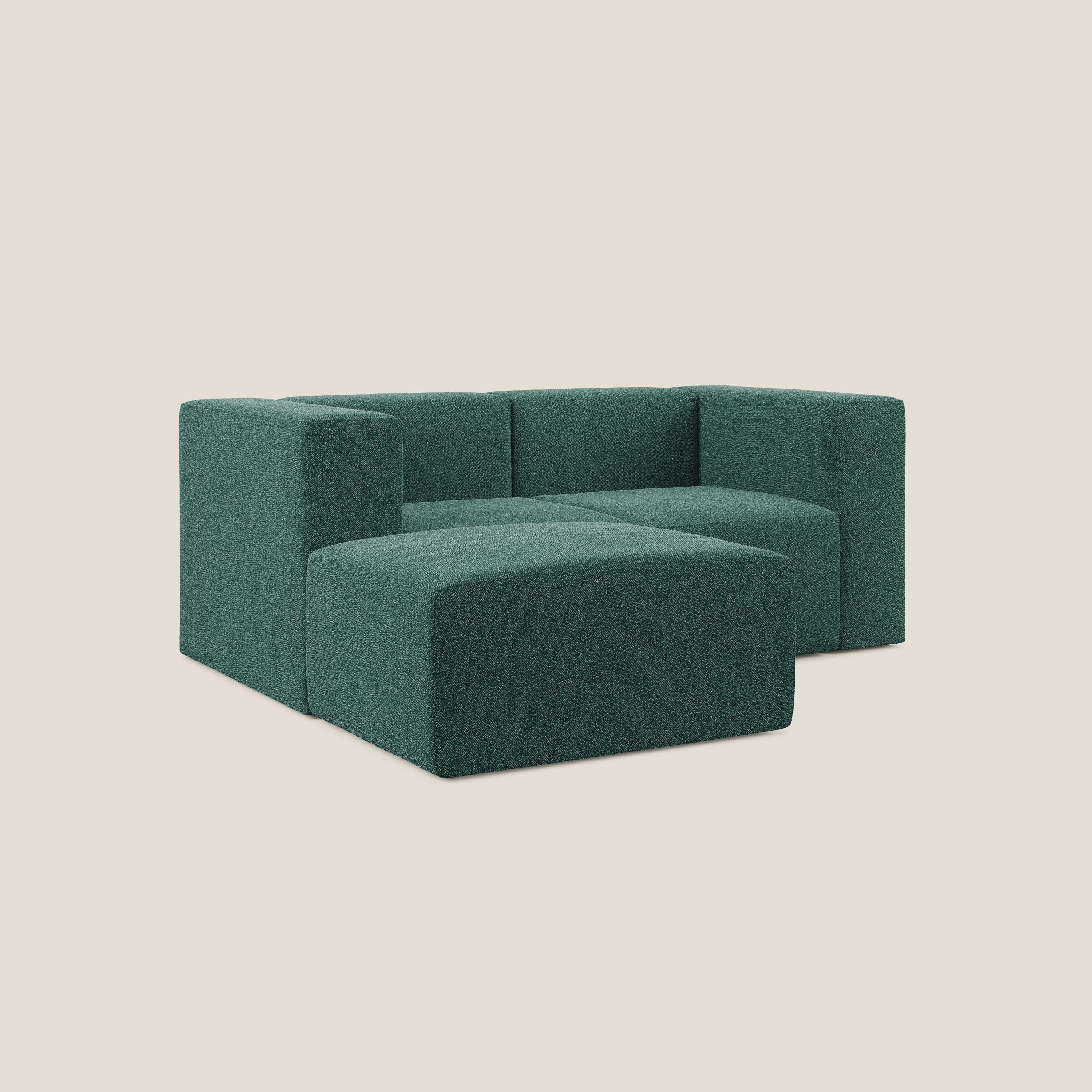 Nettuno divano angolare modulare reversibile e componibile in morbido tessuto bouclè T07 verde - divani.store