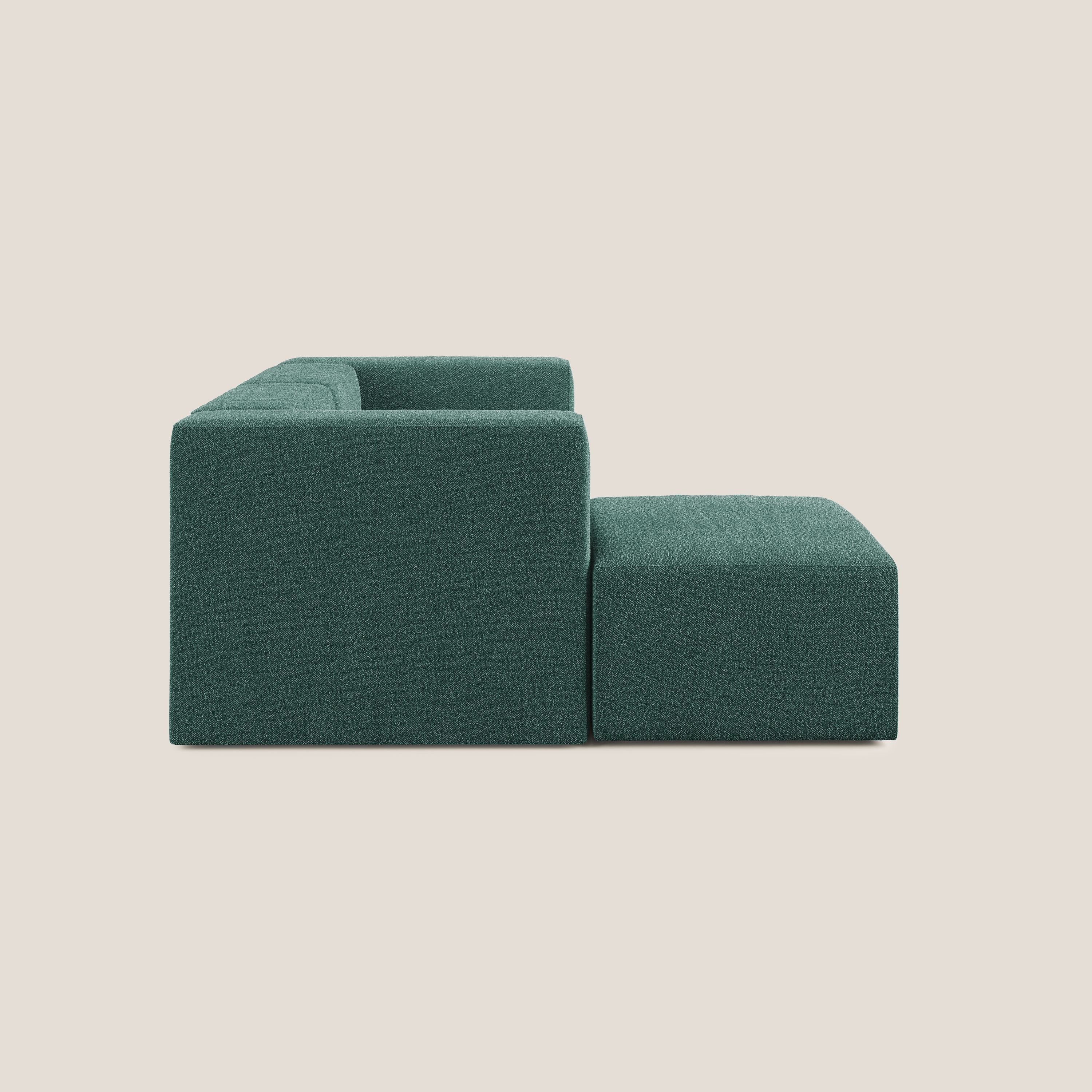 Nettuno divano angolare modulare reversibile e componibile in morbido tessuto bouclè T07 verde - divani.store