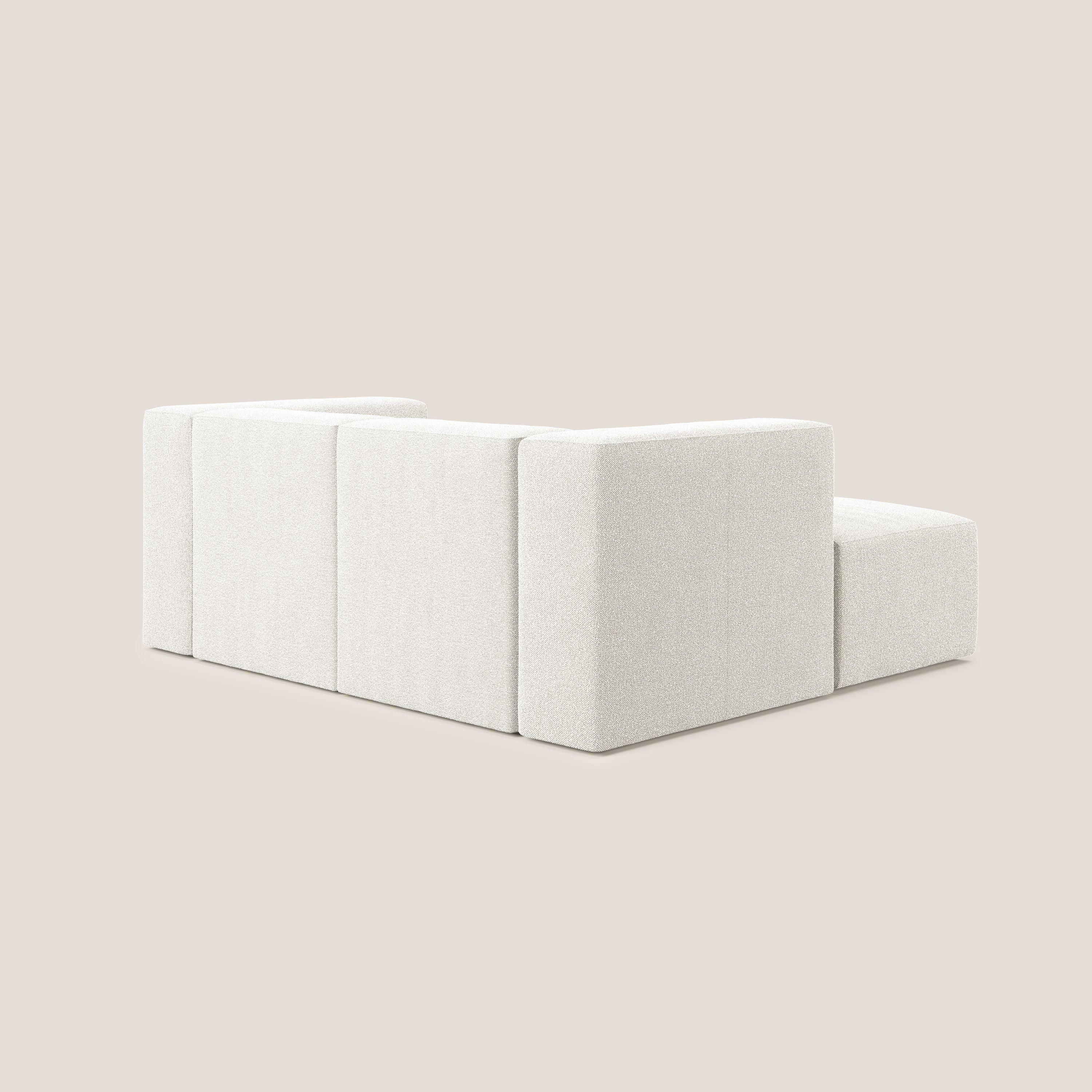 Nettuno divano angolare modulare reversibile e componibile in morbido tessuto bouclè T07 bianco - divani.store