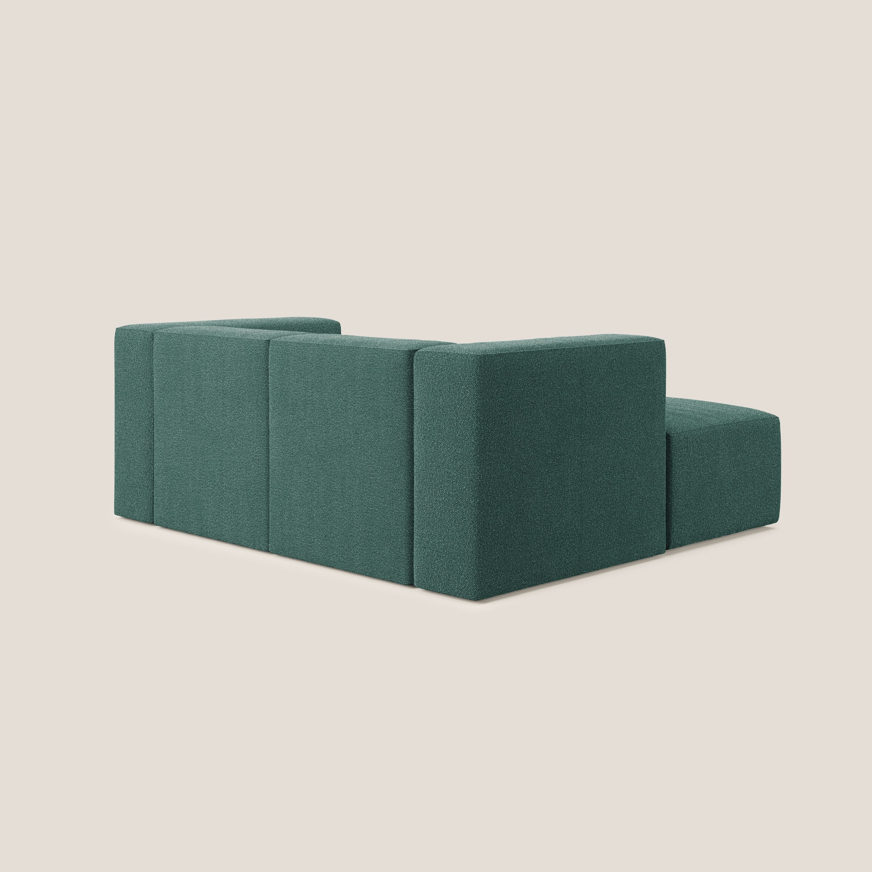 Nettuno divano angolare modulare reversibile e componibile in morbido tessuto bouclè T07 verde - divani.store