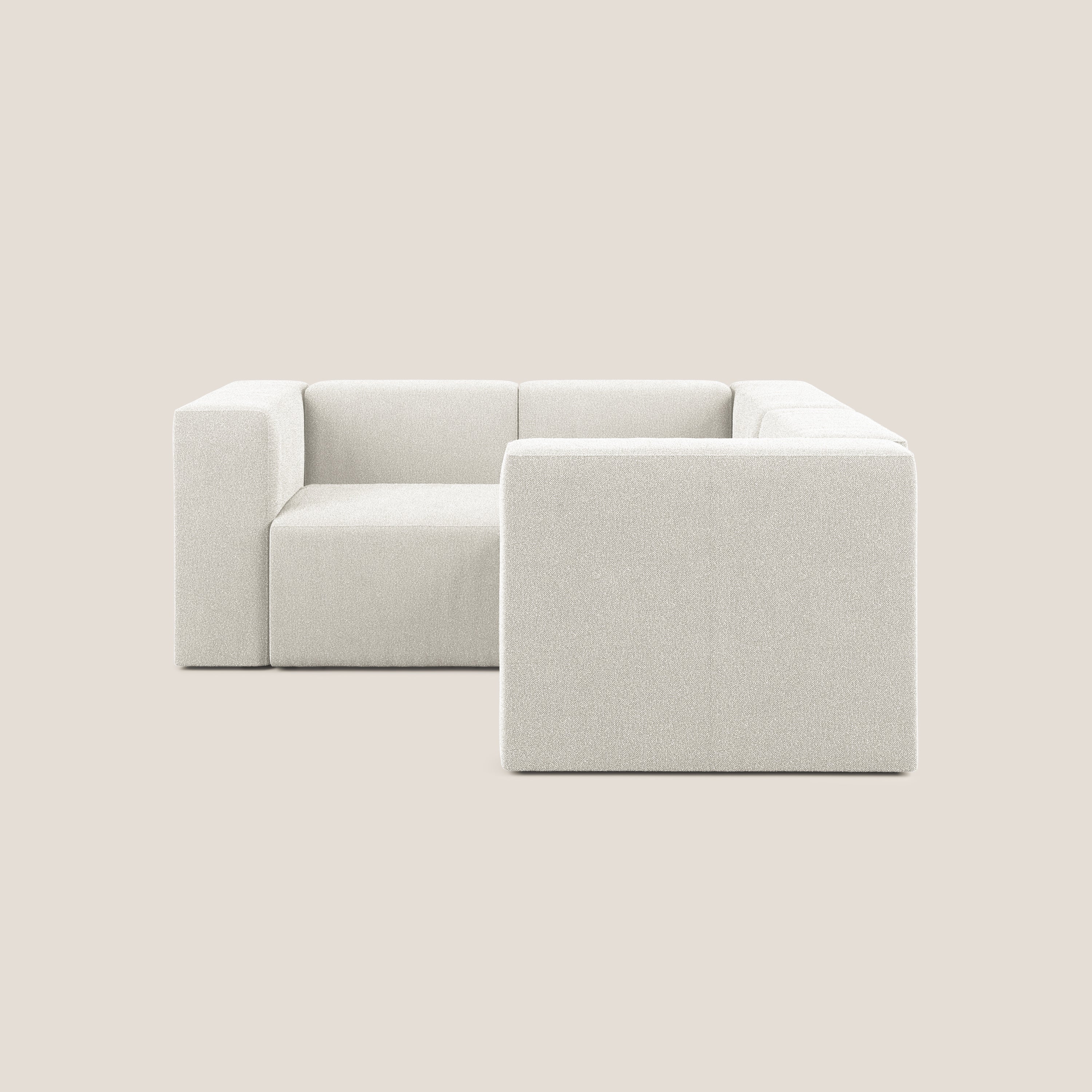 Nettuno divano angolare reversibile e modulare componibile in morbido tessuto bouclè T07 bianco - divani.store