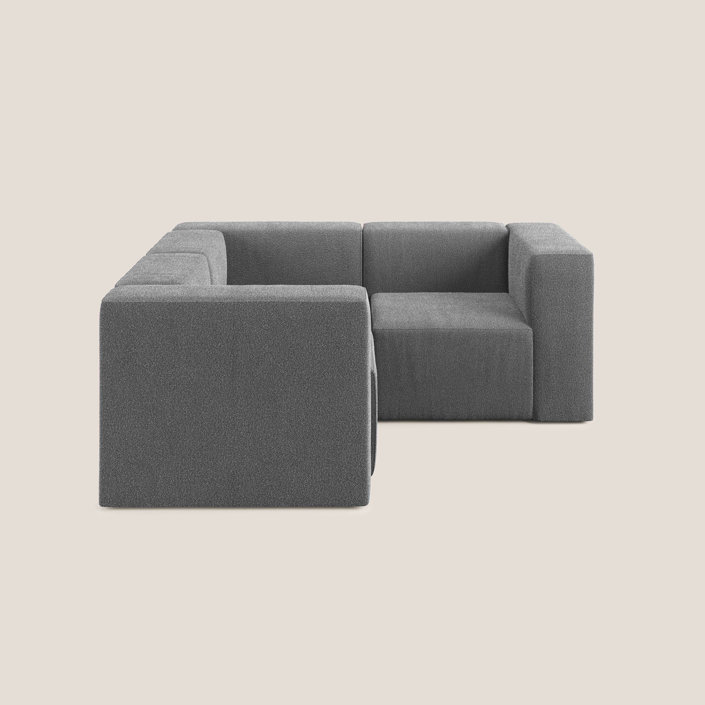 Nettuno divano angolare reversibile e modulare componibile in morbido tessuto bouclè T07 antracite - divani.store