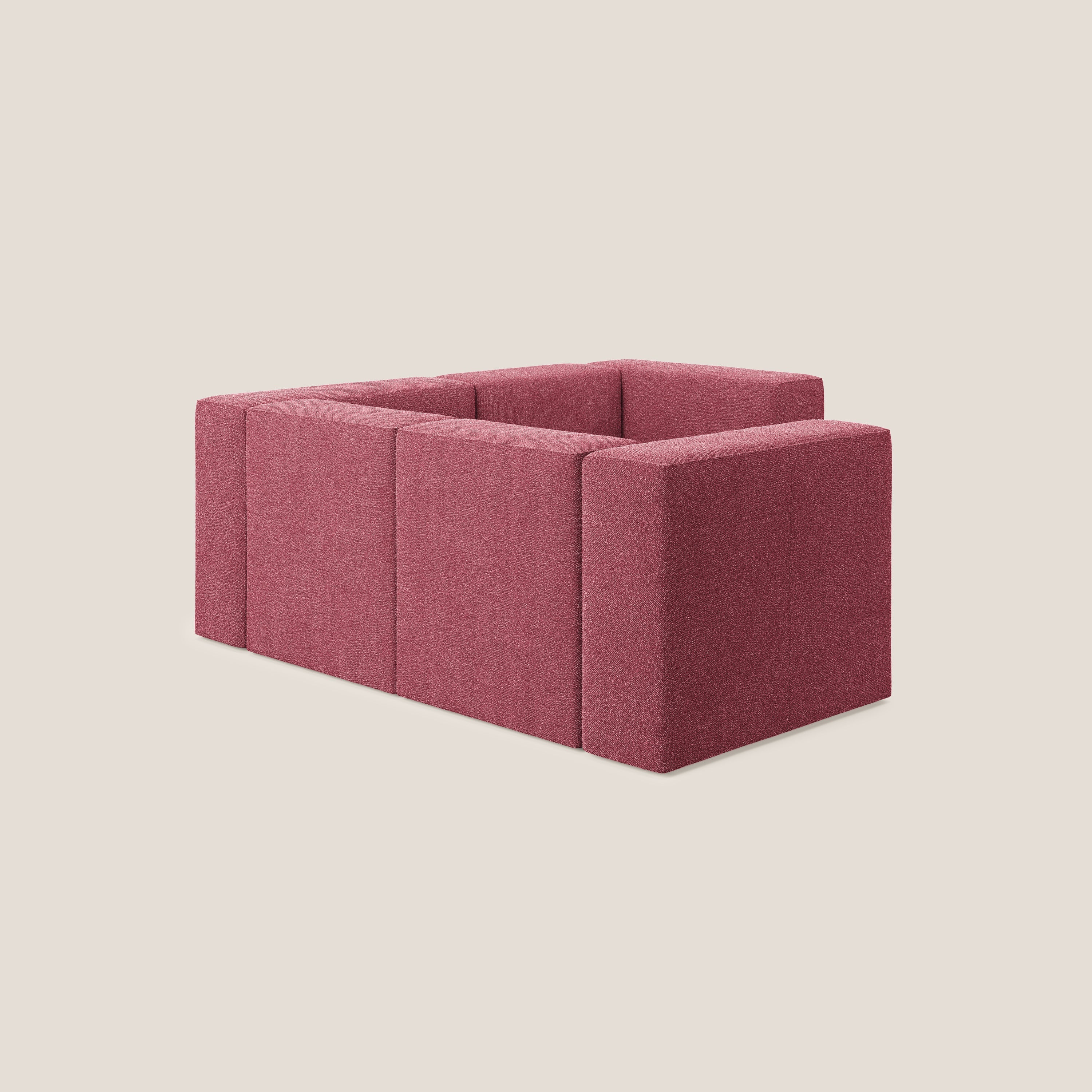 Nettuno divano angolare reversibile e modulare componibile in morbido tessuto bouclè T07 rosso - divani.store
