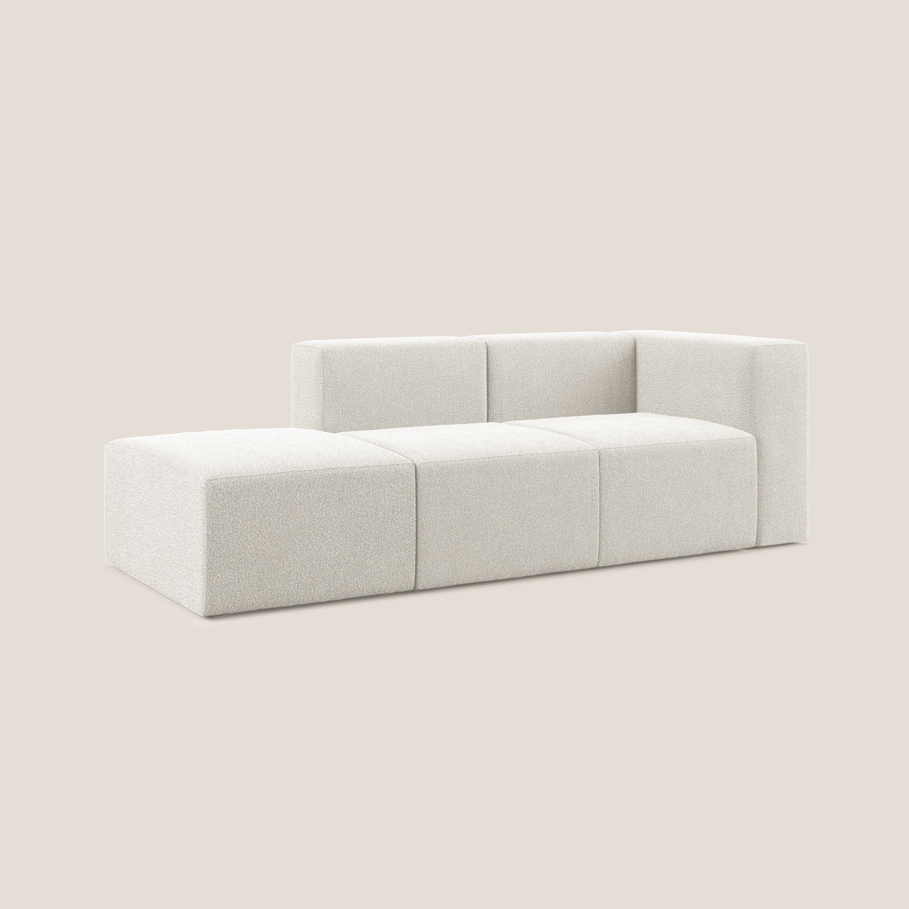 Nettuno divano lineare modulare e componibile in morbido tessuto bouclè T07 bianco - divani.store