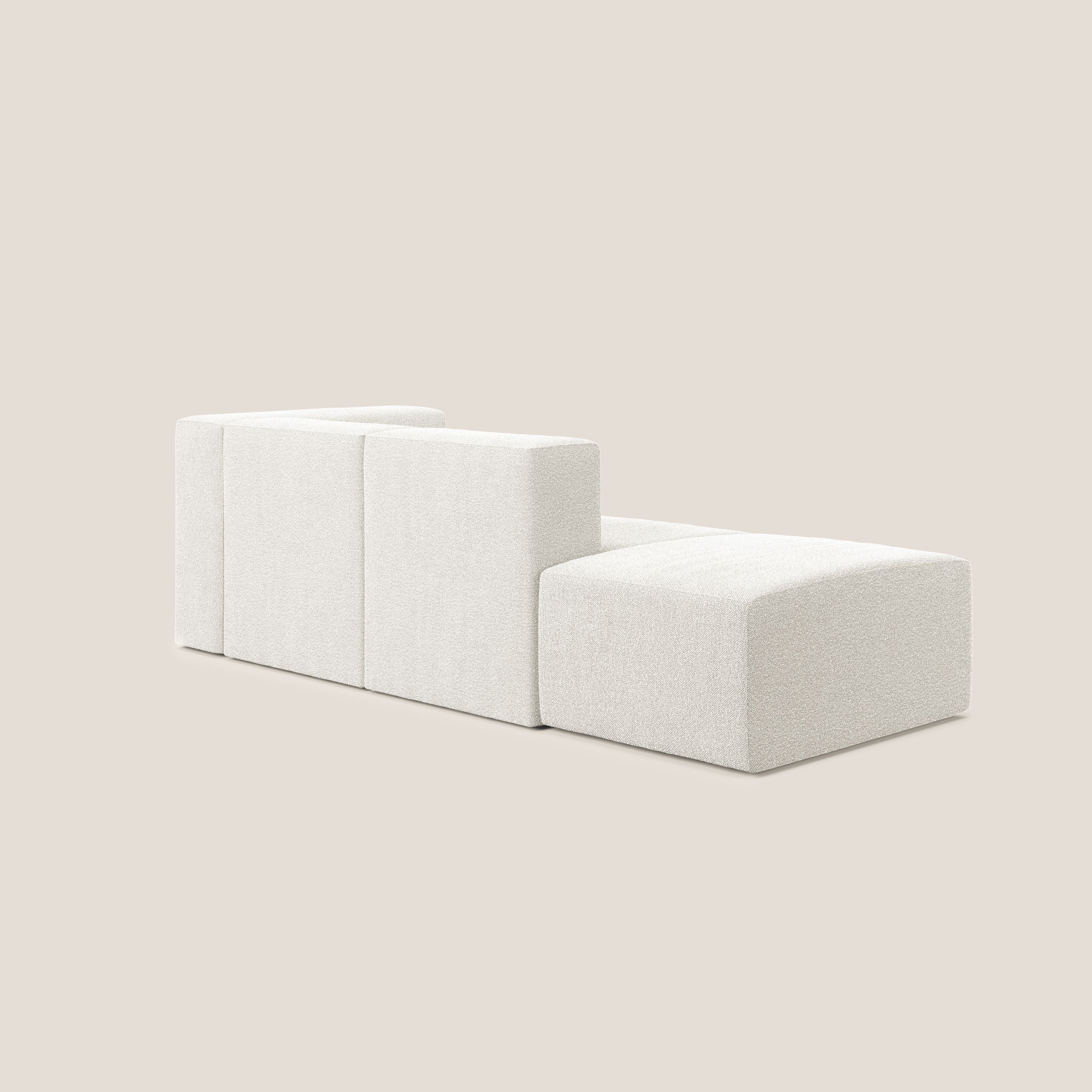 Nettuno divano lineare modulare e componibile in morbido tessuto bouclè T07 bianco - divani.store