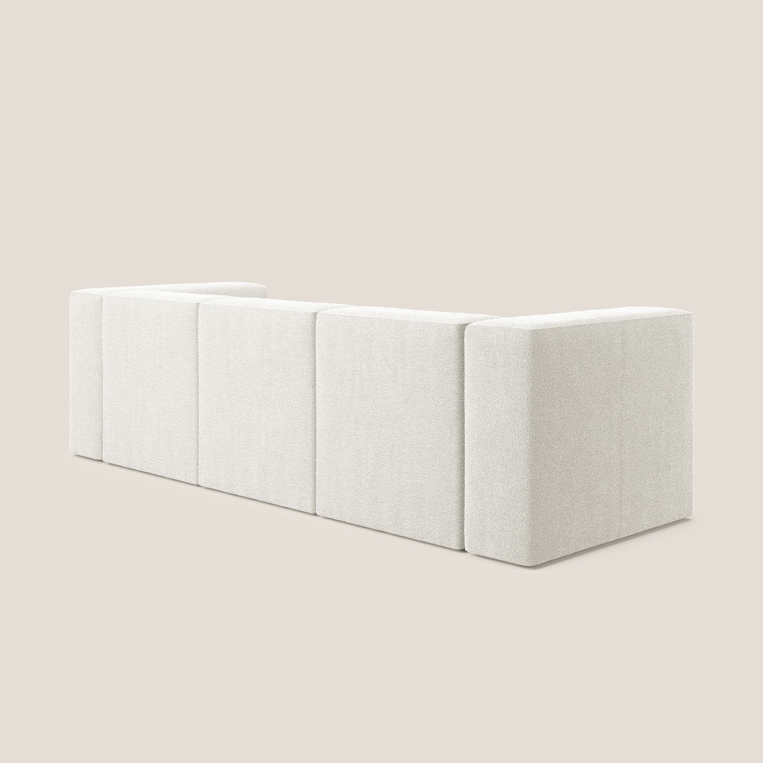 Nettuno divano lineare modulare a 3 sedute componibile in morbido tessuto bouclè T07 bianco - divani.store