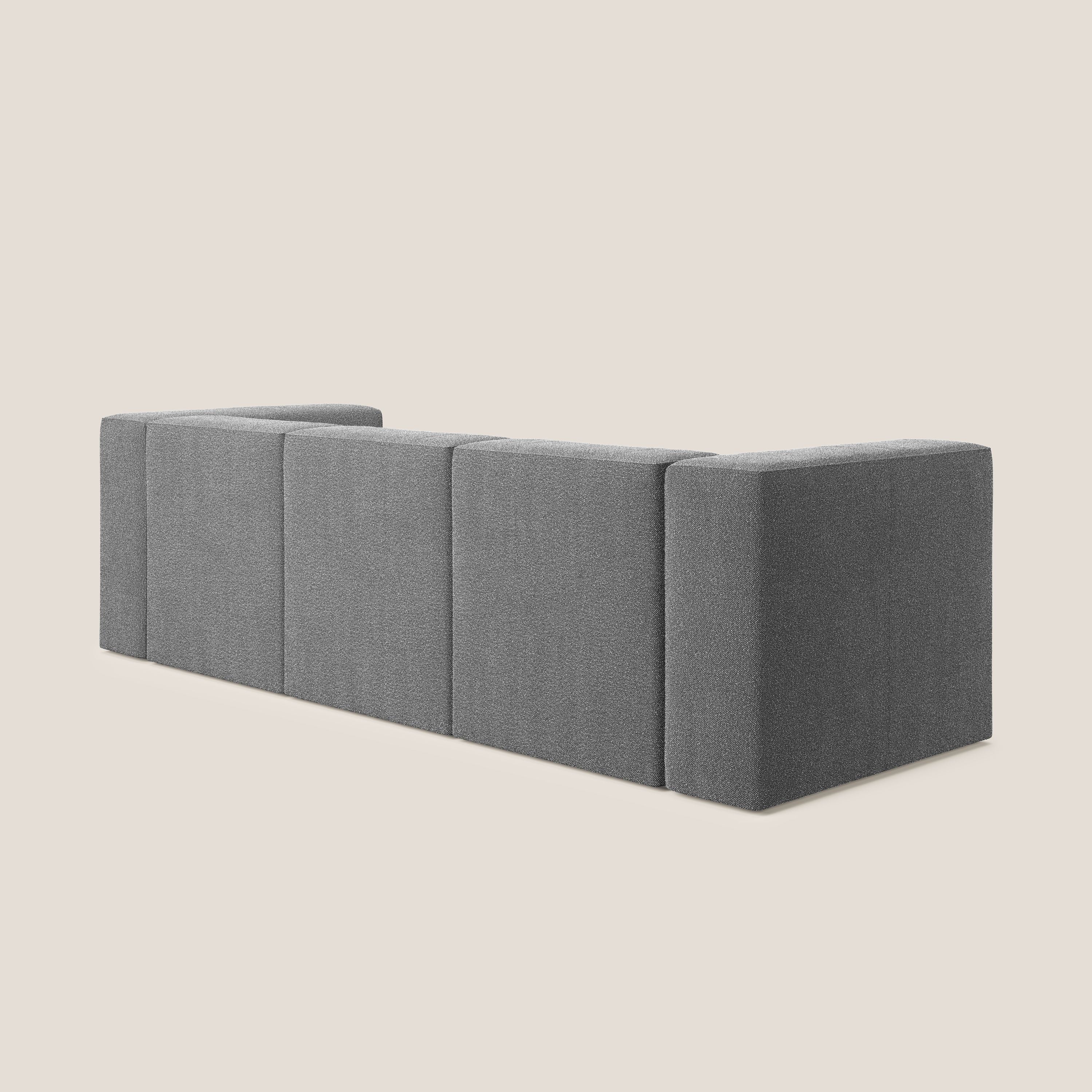 Nettuno divano lineare modulare a 3 sedute componibile in morbido tessuto bouclè T07 antracite - divani.store