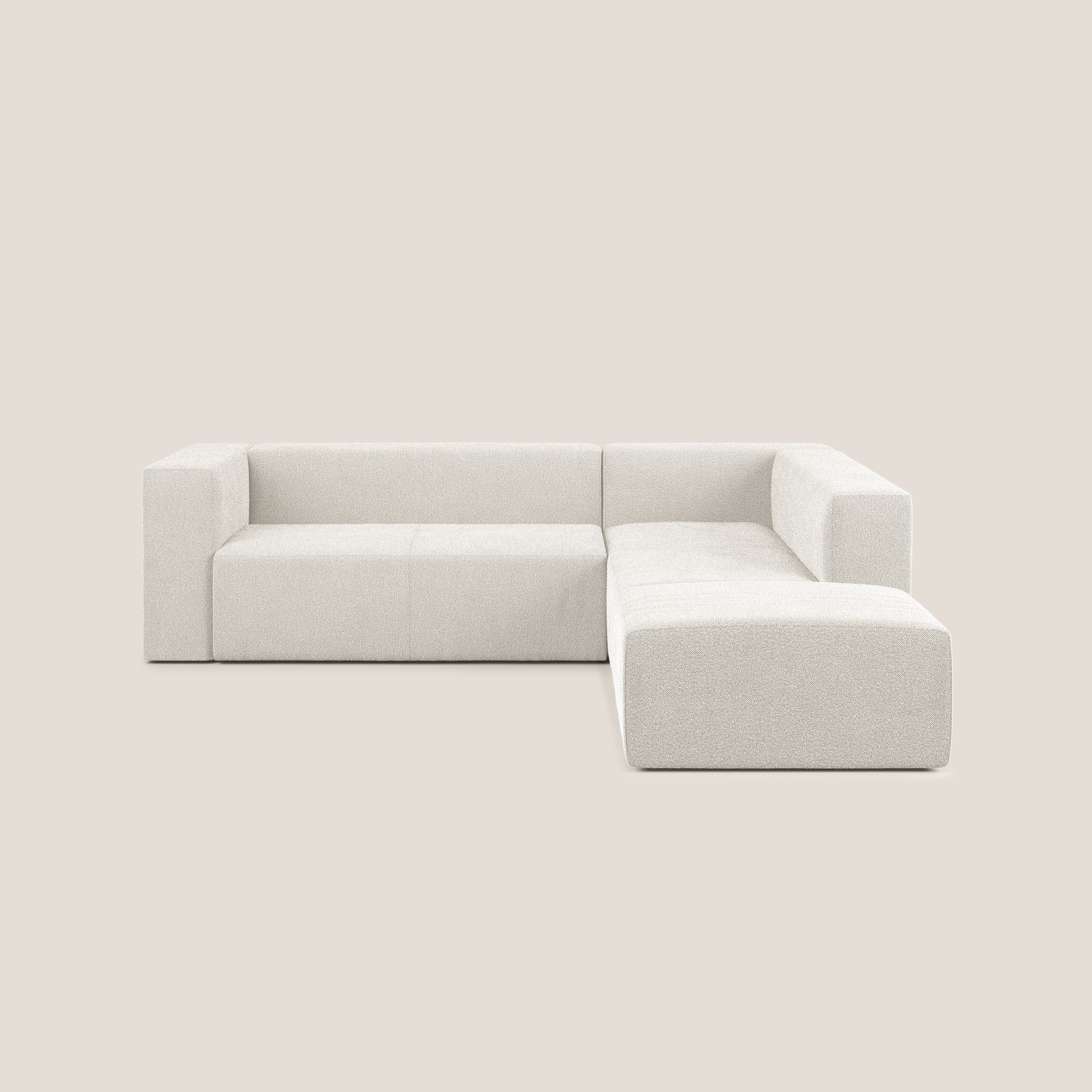 Nettuno divano angolare modulare componibile in morbido tessuto bouclè T07 bianco - divani.store