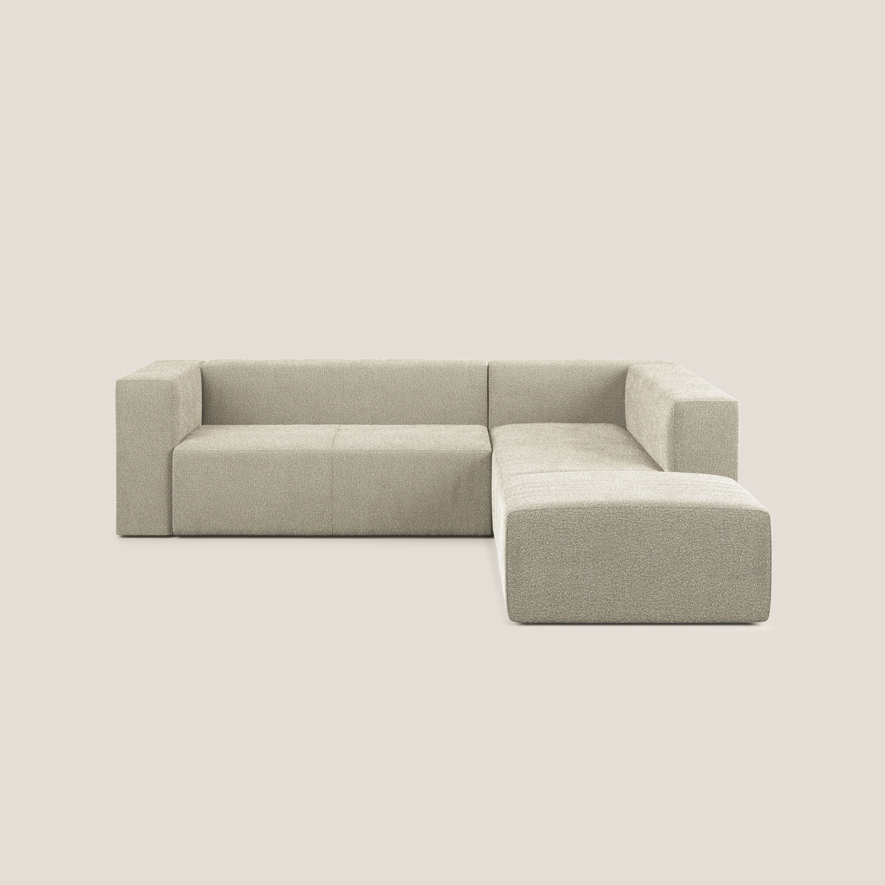 Nettuno divano angolare modulare componibile in morbido tessuto bouclè T07 beige - divani.store