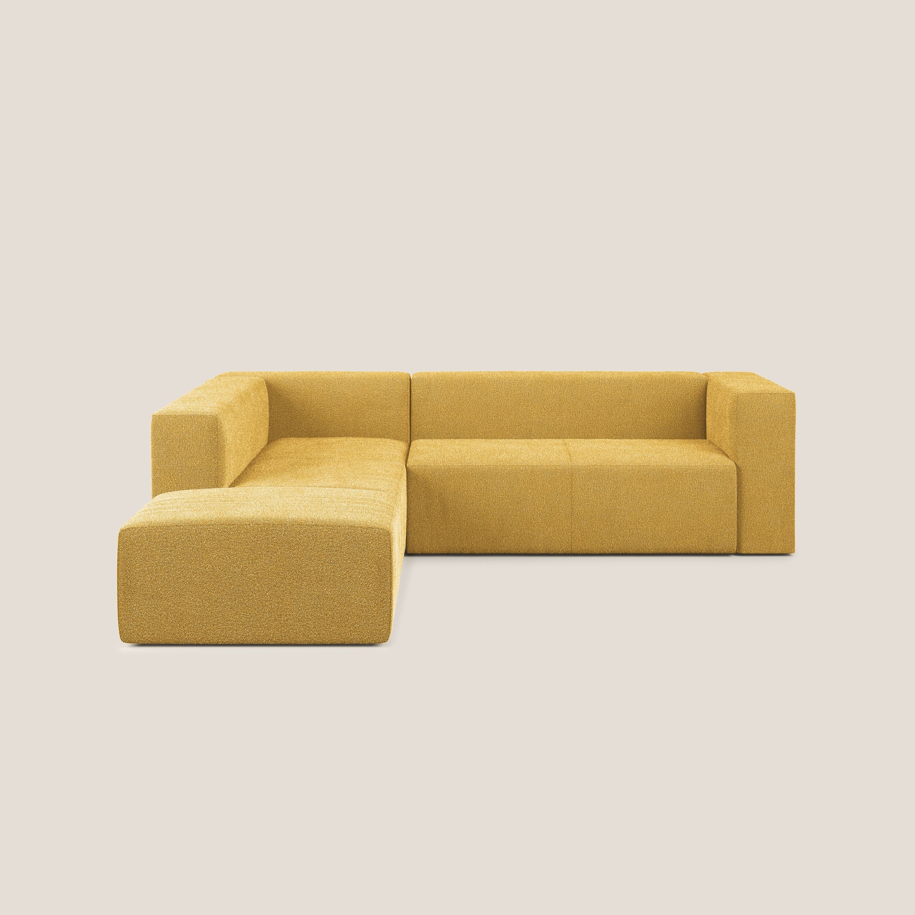 Nettuno divano angolare modulare componibile in morbido tessuto bouclè T07 giallo - divani.store